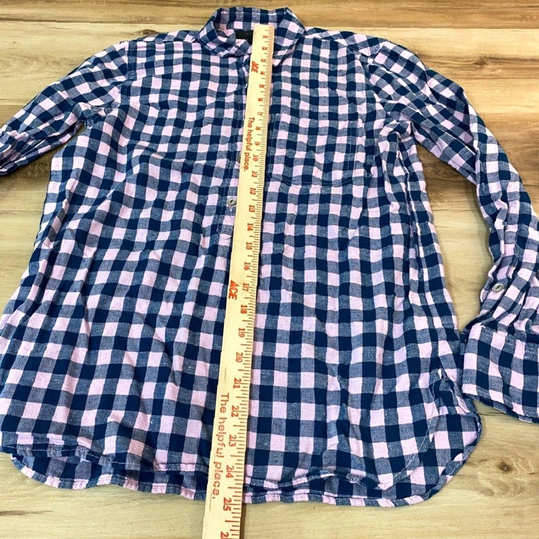 Pinko J Crew Popover Shirt 00 Gingham Plaid Pink Blue Top Womens Size XXS / US 00 / IT 34 - 6 Thumbnail
