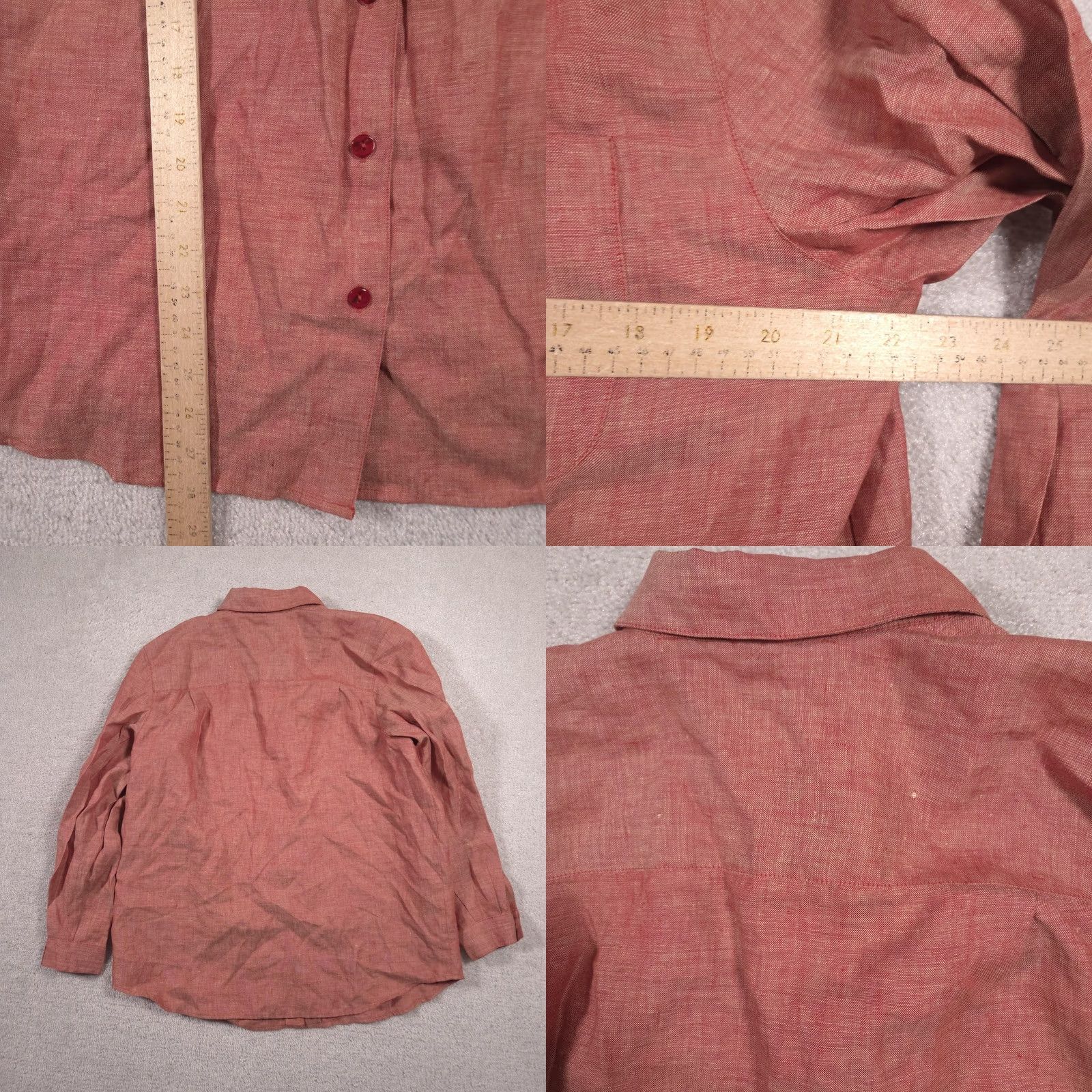 Liz Claiborne Liz Claiborne Shirt Womens Petite L Red Linen Button Front Long Sleeve Top Size L / US 10 / IT 46 - 8 Thumbnail