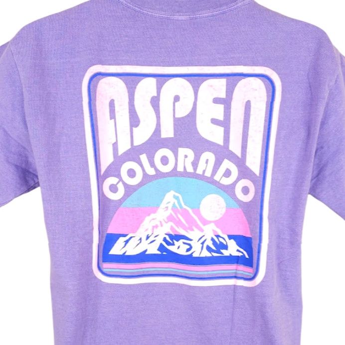 Gildan Aspen Colorado T Shirt Mens Medium Purple Ski Travel Destination Tee Size US M / EU 48-50 / 2 - 2 Thumbnail