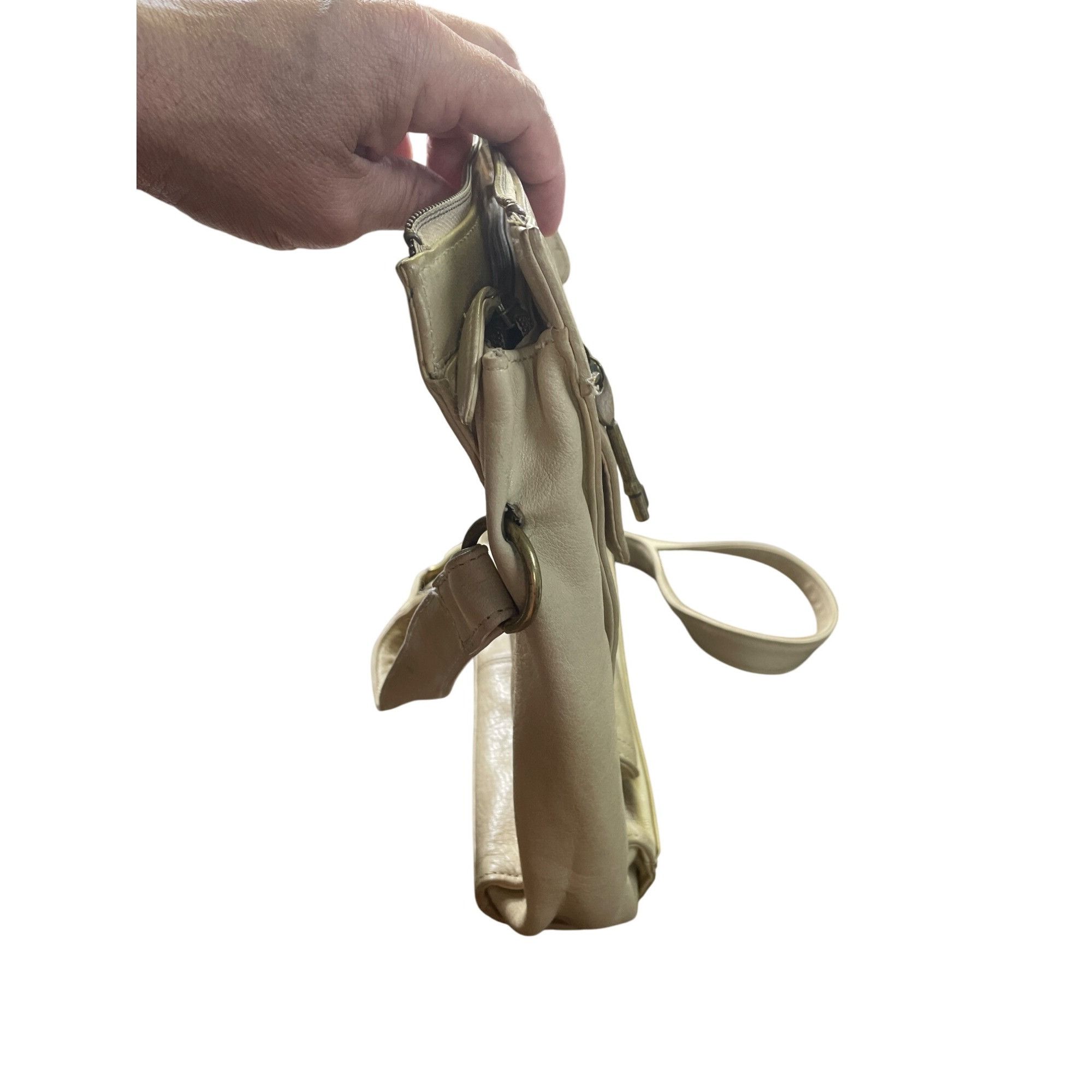 Fossil Fossil Womens Cream Leather vintage retro Crossbody Handbag Size ONE SIZE - 7 Thumbnail