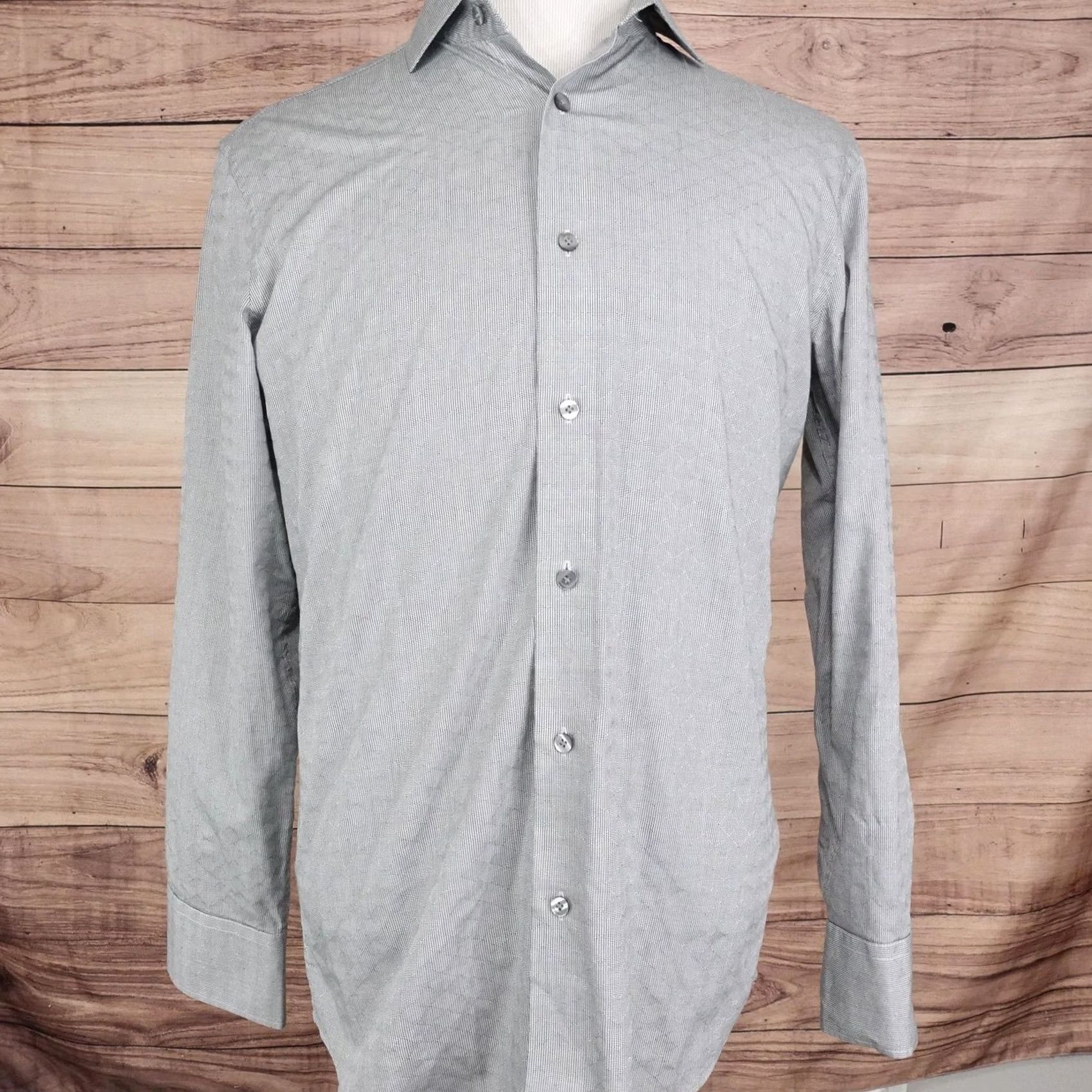 Murano Murano Shirt Mens M Gray Check Long Sleeve Button-Up Regular Fit Size US M / EU 48-50 / 2 - 3 Thumbnail