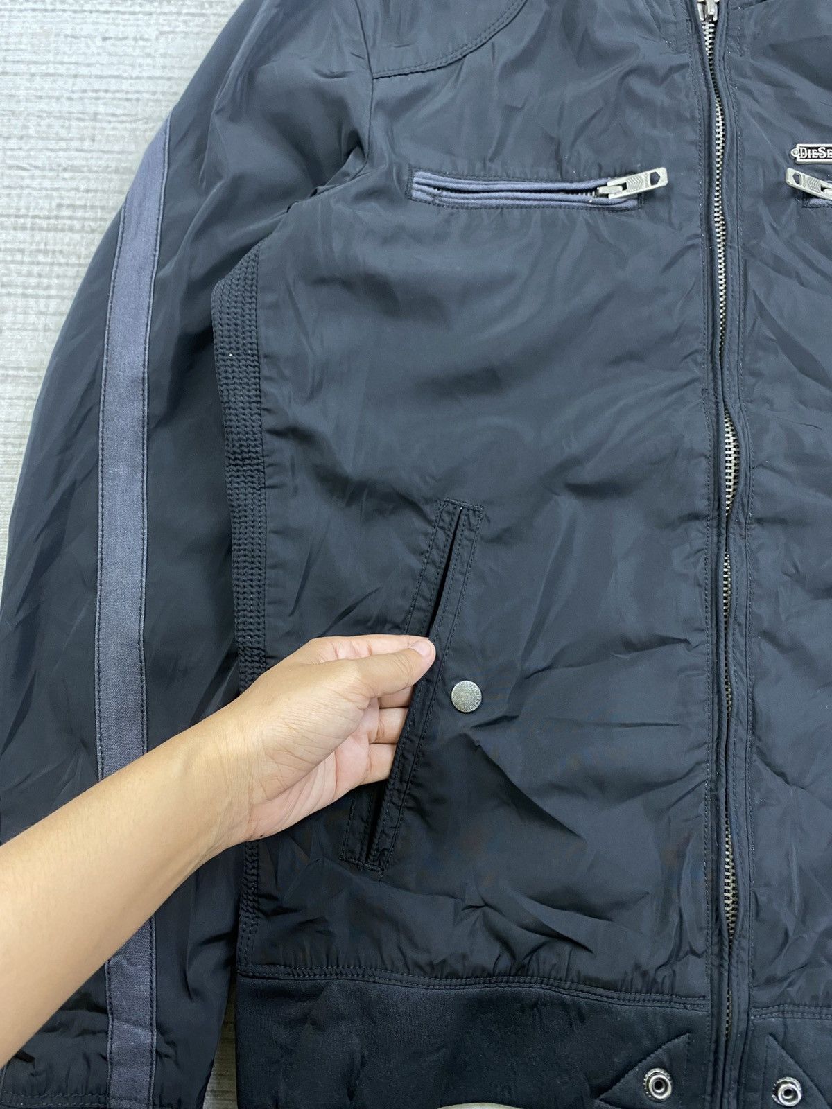 Diesel × Japanese Brand × Vintage Vintage Diesel.Co Slim Stripe Fullzip Biker Jacket Size US M / EU 48-50 / 2 - 9 Thumbnail