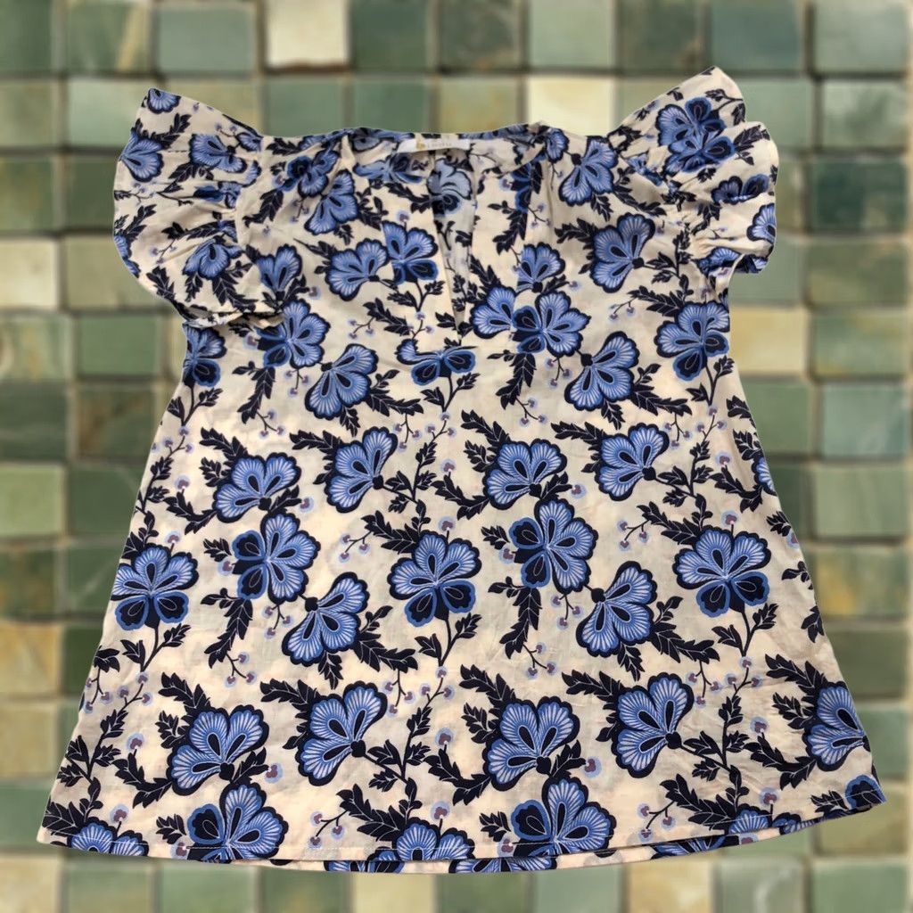 Vintage Indu XS Cotton Womens Pullover Top Blouse All Over Print 2 Pc Set Blue Size XS / US 0-2 / IT 36-38 - 1 Thumbnail