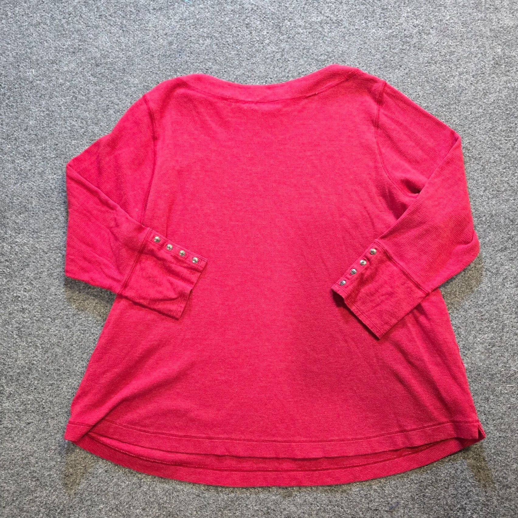 J. Jill J Jill Top Women L Red Thermal Textured Pockets Long Sleeve Capsule Knit Shirt Size L / US 10 / IT 46 - 7 Thumbnail