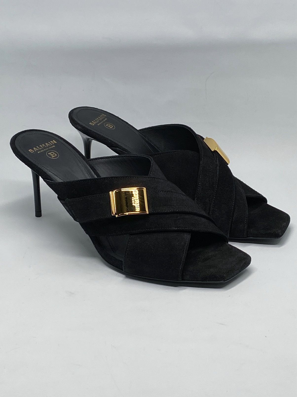 Balmain Balmain Uma Mules In Suede Leather size 37.5 Size US 7.5 / IT 37.5 - 1 Thumbnail
