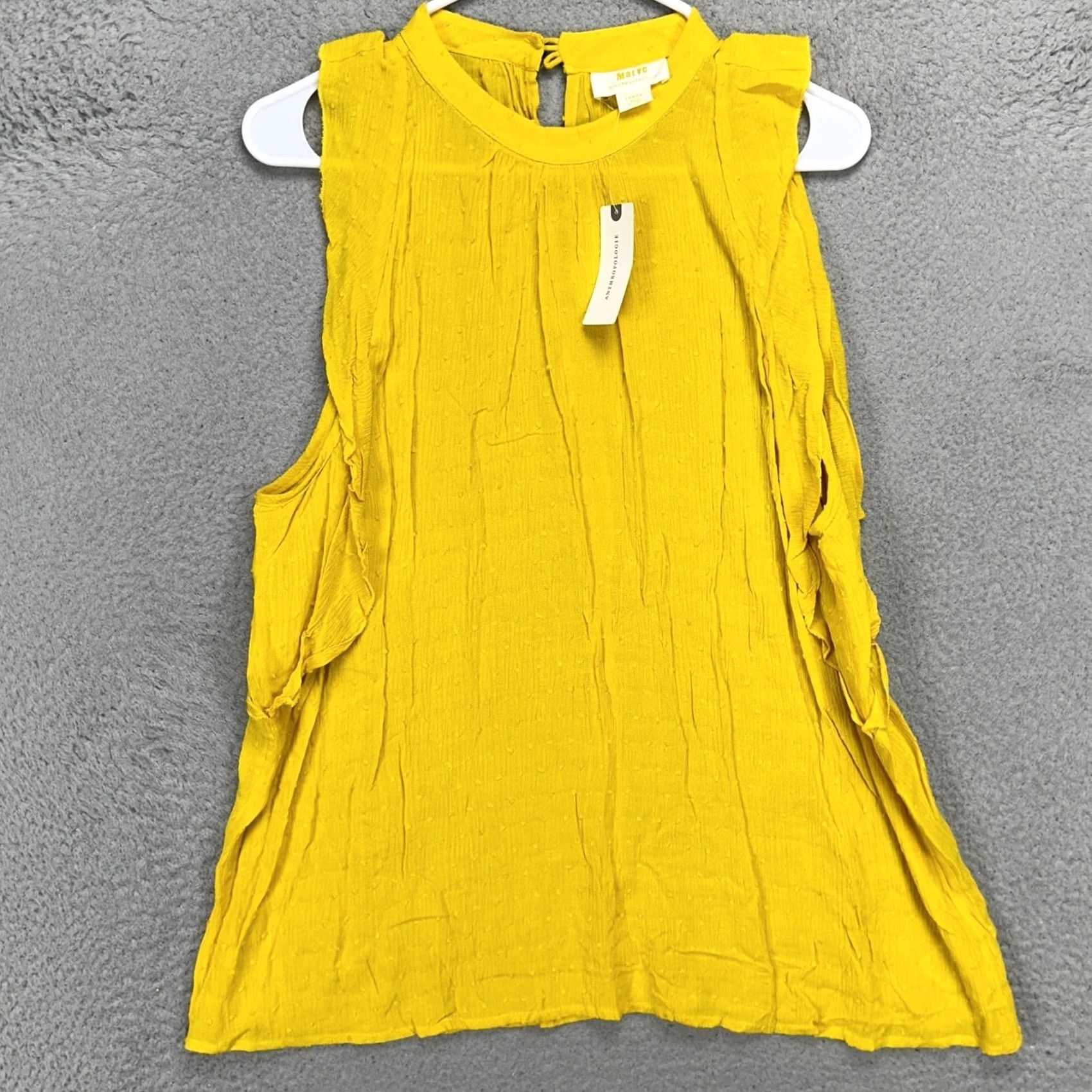 Vintage Maeve Anthropologie Womens Flutter Sleeveless Top Shirt Large Yellow Blouse NEW Size L / US 10 / IT 46 - 3 Thumbnail
