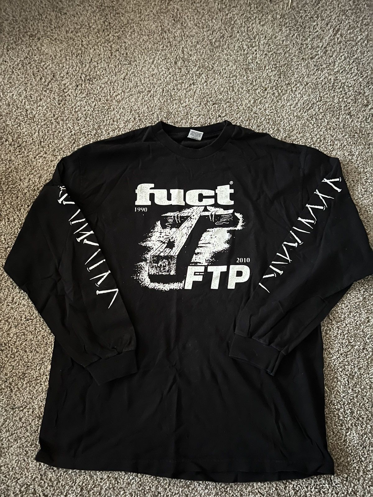 image of Fuck The Population x Fuct Ftp Fuct Fallen Cross L/s in Black, Men's (Size XL)