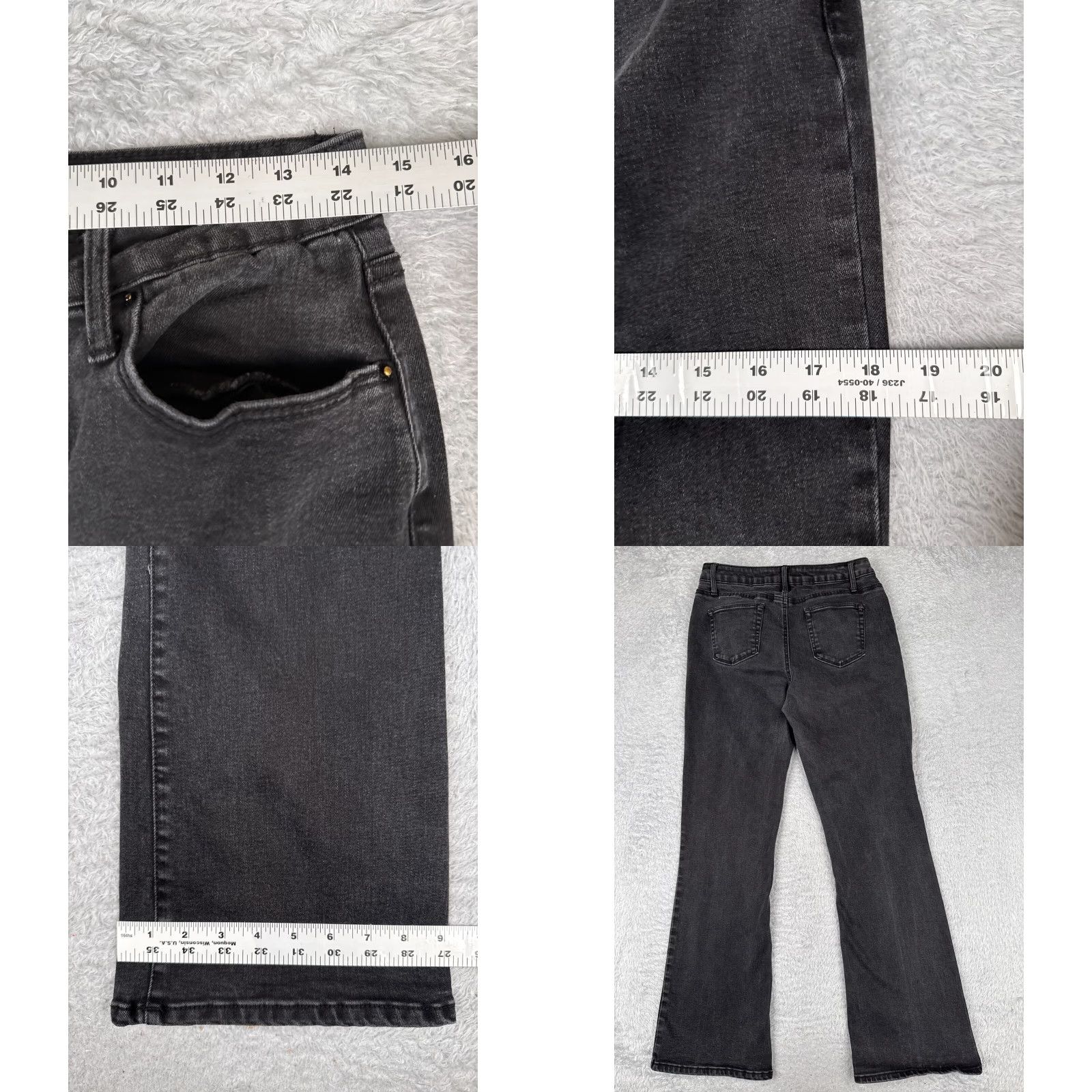 Vintage Wax Jeans Junior 13 Black Denim Bootcut High Rise Cotton Blend Stretch 28x30 Size 34" / US 12 / IT 48 - 9 Thumbnail