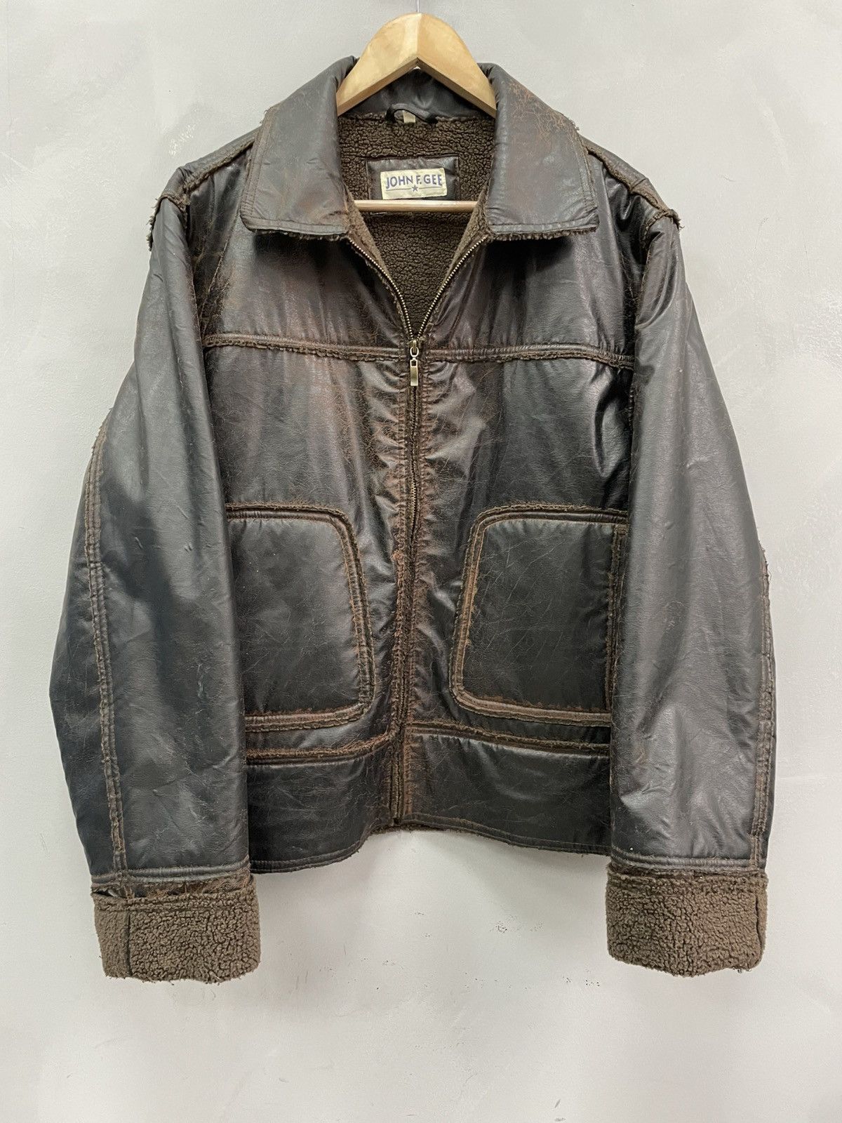 Diesel Diesel style distressed faux Leather Jacket shearling y2k Size US L / EU 52-54 / 3 - 1 Thumbnail