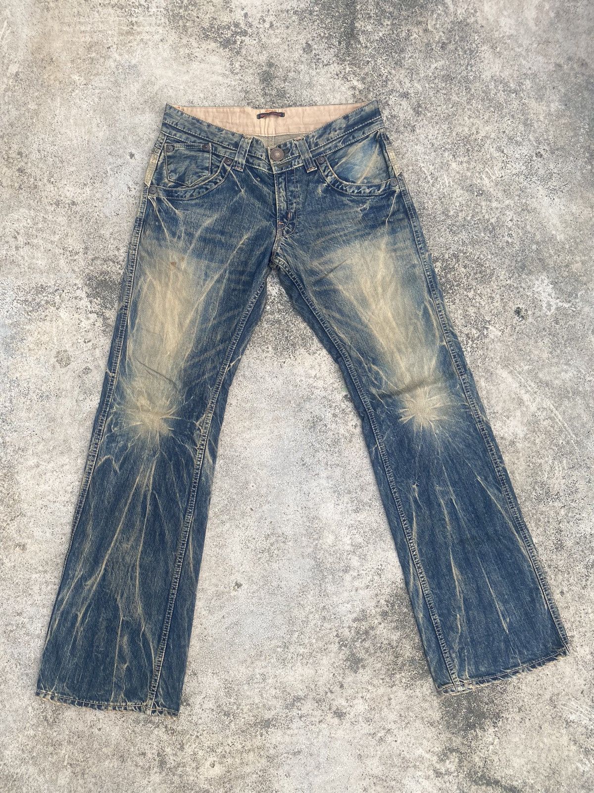Japanese Brand Flare Jeans Blue Way Clawmark Bootcut Size US 33 - 3 Thumbnail