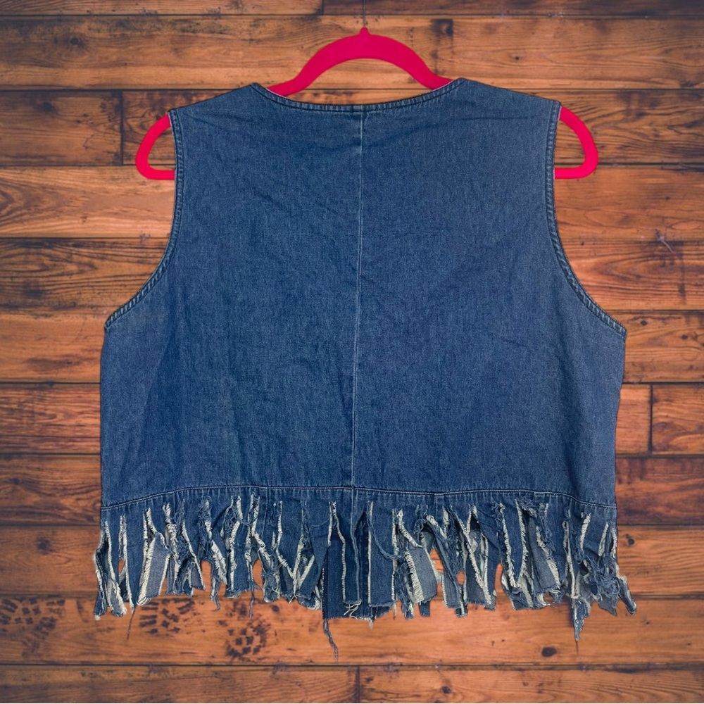 Vintage Vintage BLAIR Patchwork Denim Fringe Vest Medium Size M / US 6-8 / IT 42-44 - 2 Thumbnail