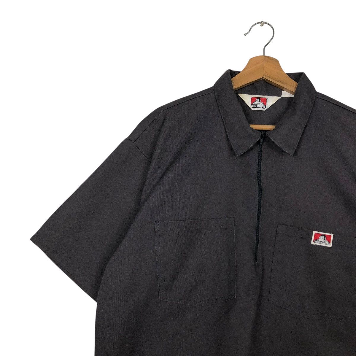 Japanese Brand 🔥HALF ZIPPER COLLAR BOWLING SHIRT BEN DAVIS SMALL LOGO Size US XL / EU 56 / 4 - 12 Thumbnail