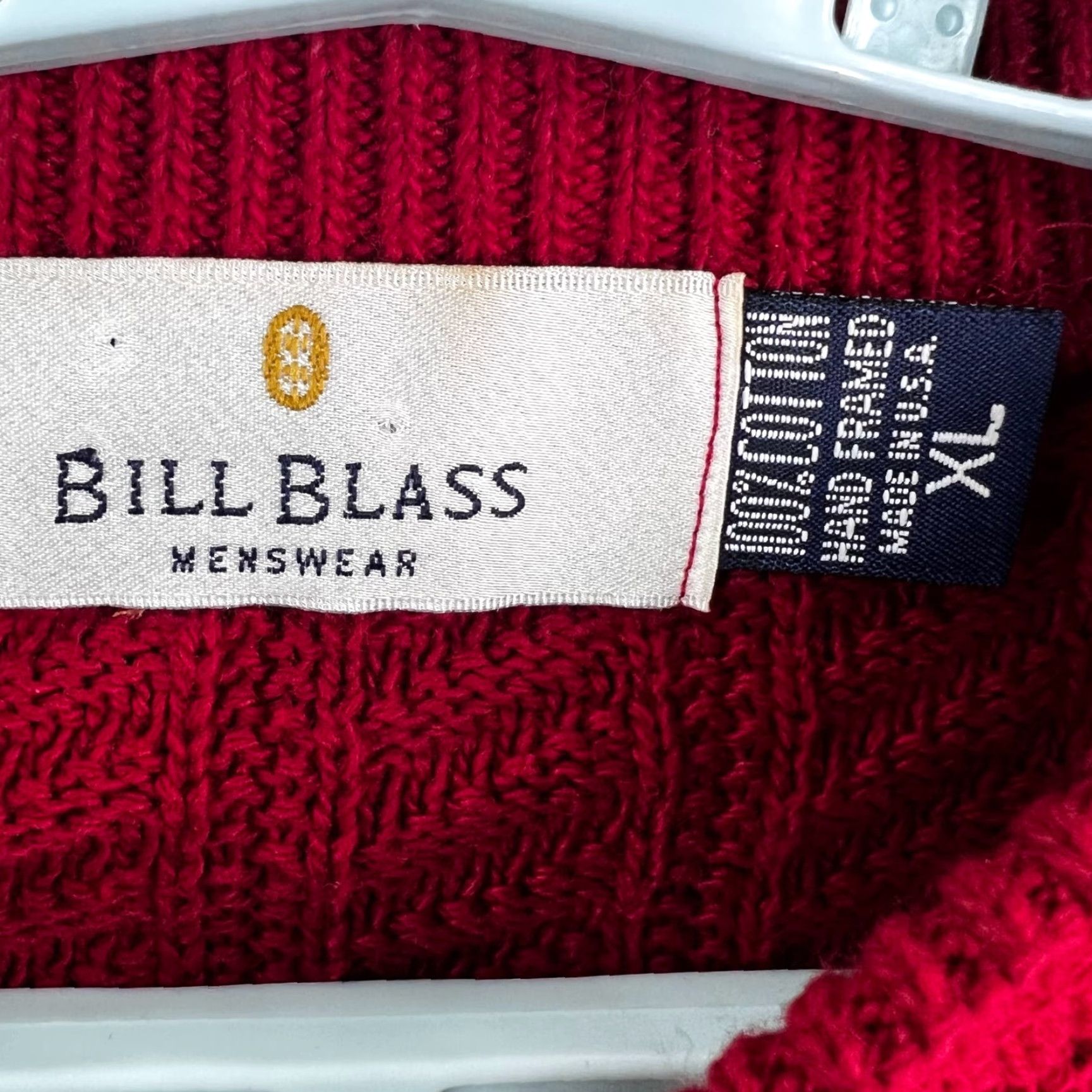 Bill Blass VINTAGE Bill Blass Sweater XL Red Cable Knit Cotton USA Mens Size US XL / EU 56 / 4 - 5 Thumbnail
