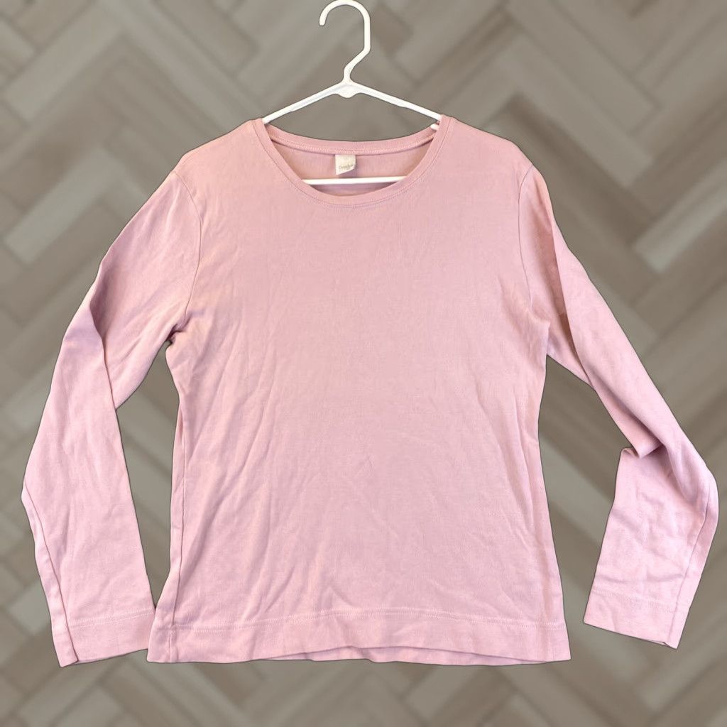 Vintage Women's Basic Long Sleeve Top Stretchy T-Shirt Plain Cotton USA 7 Pink / 39-17 Size M / US 6-8 / IT 42-44 - 1 Thumbnail