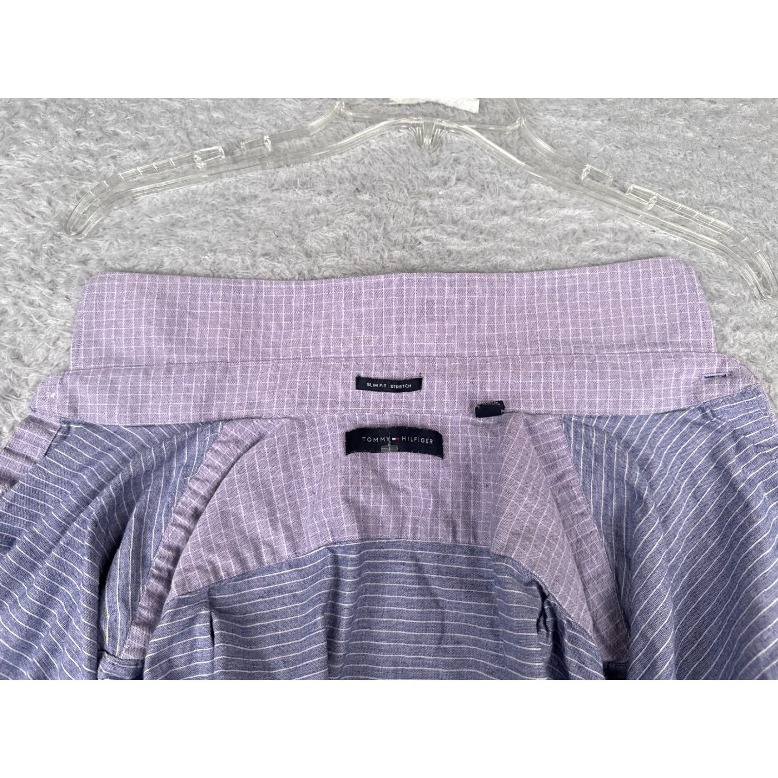 Tommy Hilfiger Tommy Hilfiger Shirt Men 15.5 Purple Plaid Button Cotton Long Sleeve Slim Fit | Button-Up | Classic Casual Wear Size US M / EU 48-50 / 2 - 2 Thumbnail