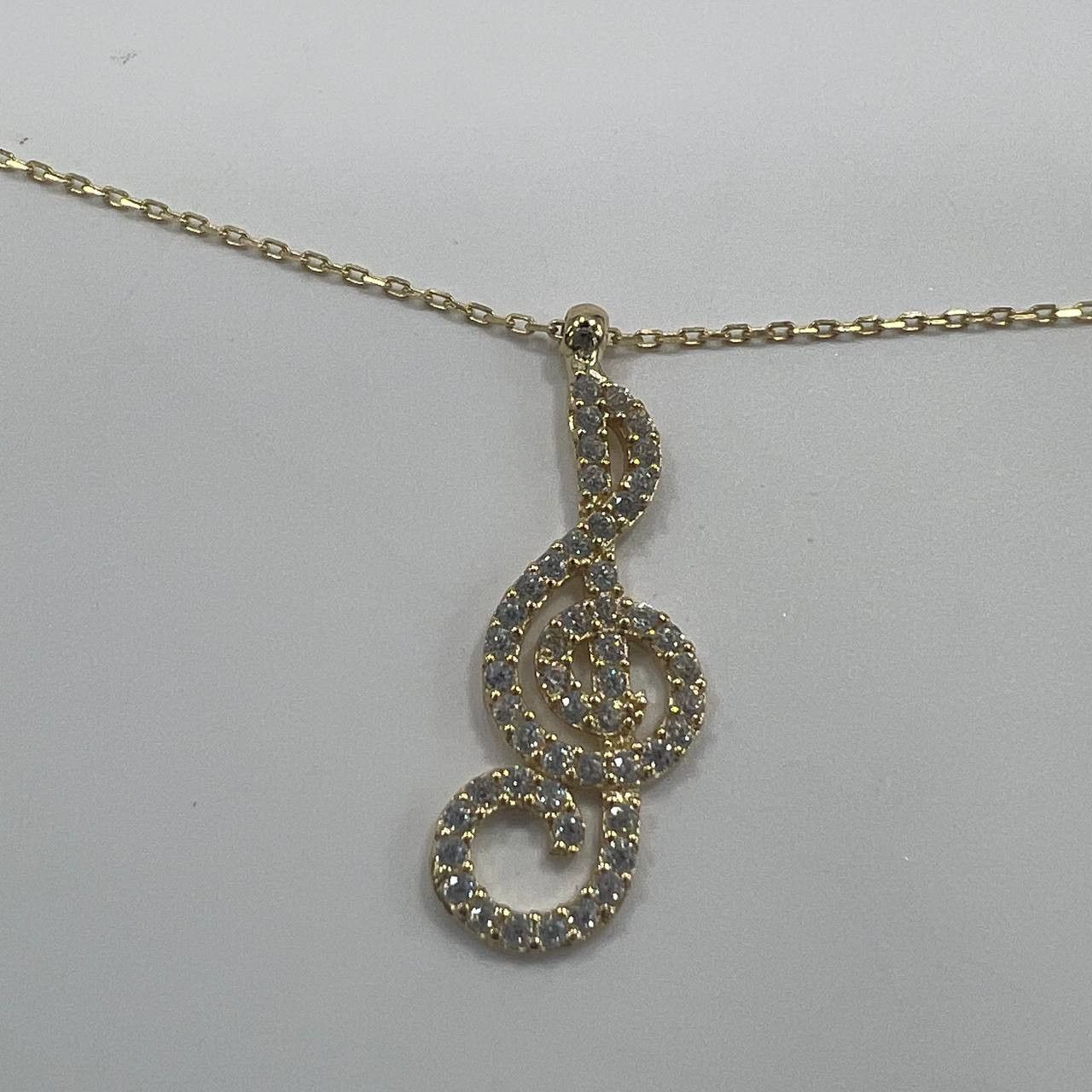 Other 14K Solid Gold Treble Clef Necklace Pendant 2.1g, 24cm Italy Size ONE SIZE - 4 Thumbnail
