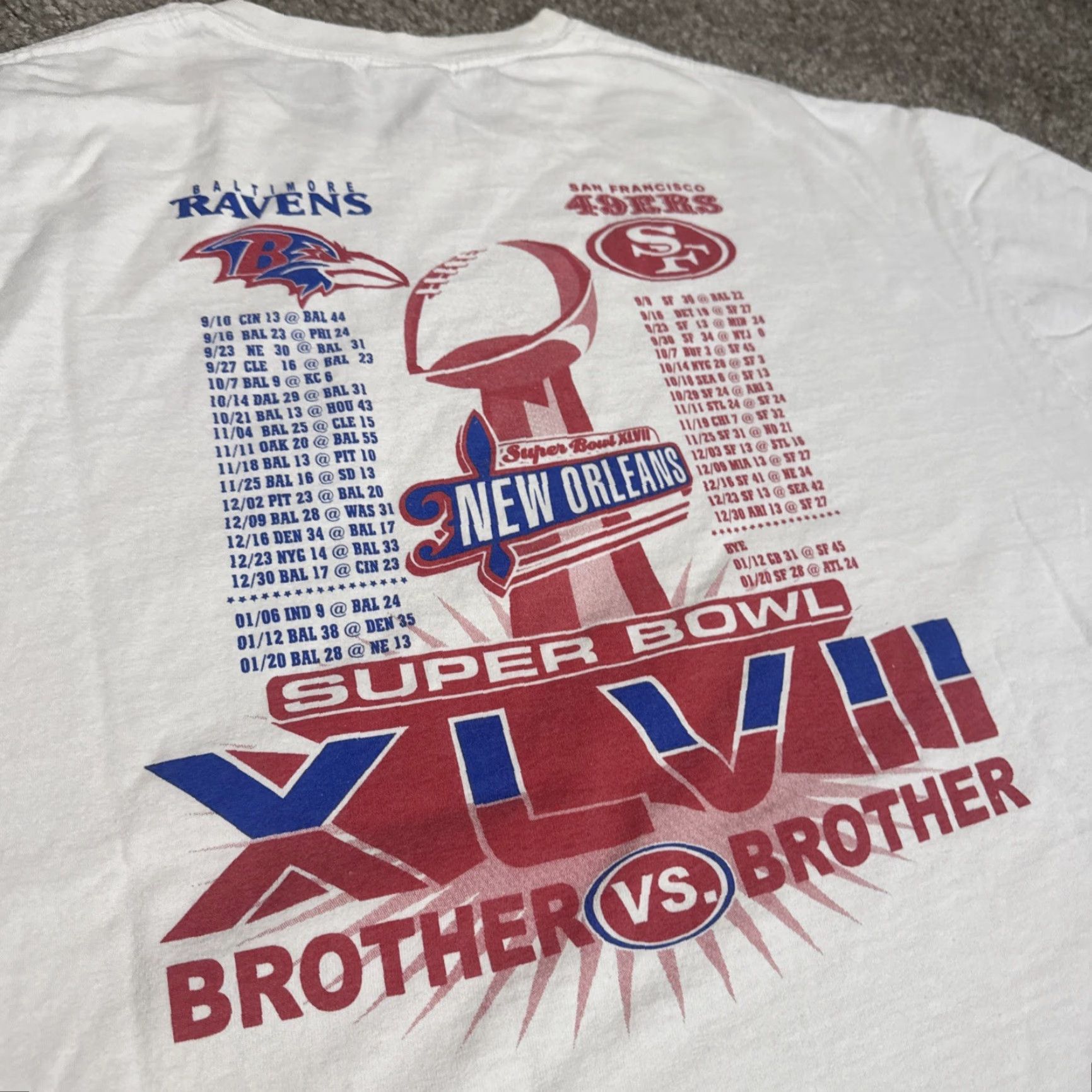 NFL NFL T-Shirt Men XL White Super Bowl XLVII San Francisco 49ers Baltimore Ravens Raven Football Apparel Size US XL / EU 56 / 4 - 6 Thumbnail