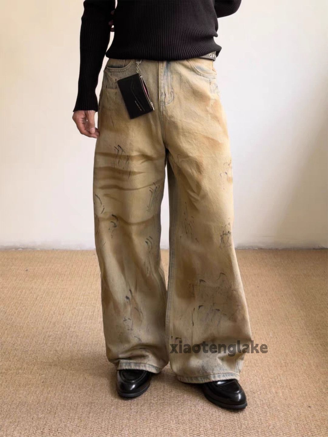 Japanese Brand xz vintage wide Leg carpenter work Stain paint jeans Size US 33 - 7 Thumbnail