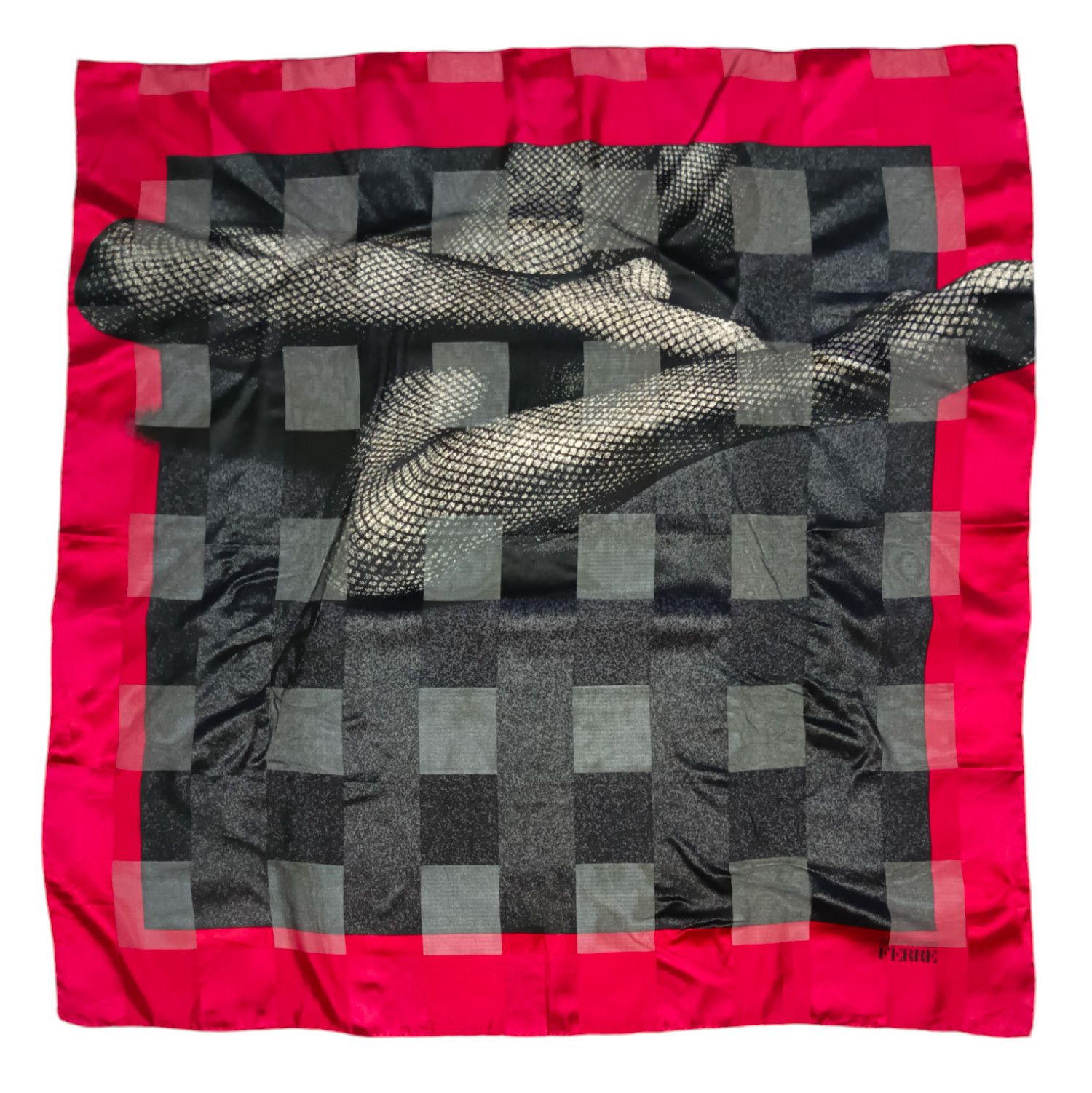 Gianfranco Ferre GIANFRANCO FERRE Italy Large Woman Black Red Pink Silk Scarf Size ONE SIZE - 1 Thumbnail