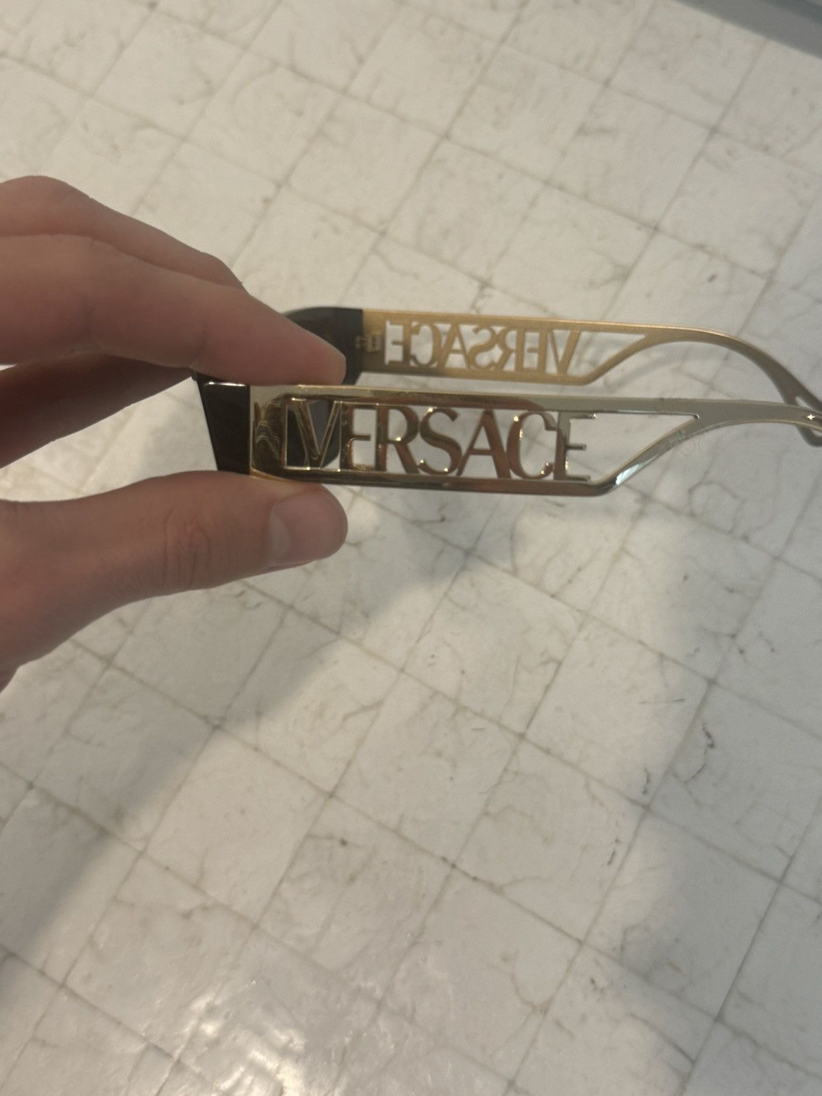 Versace Versace rectangle sunglasses with gold detail Size ONE SIZE - 3 Thumbnail