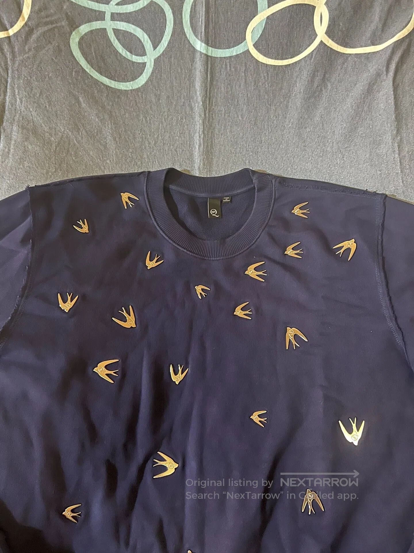 Alexander McQueen mcqueen metallic swallow sweatshirt in navy blue. Size L / US 10 / IT 46 - 2 Thumbnail