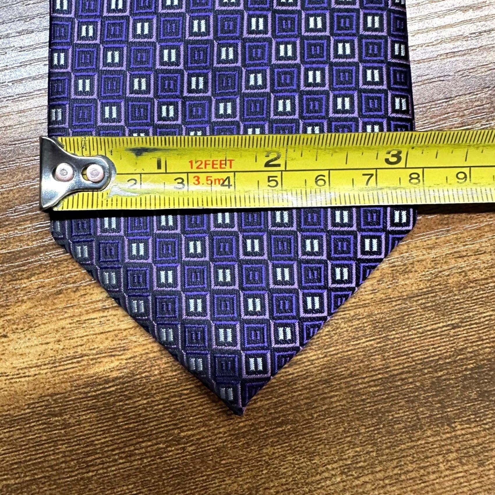 Coogi COOGI Tie Geometric Purple Black Silver Polyester Neck Tie 3.25" 58" Mens Size ONE SIZE - 6 Thumbnail