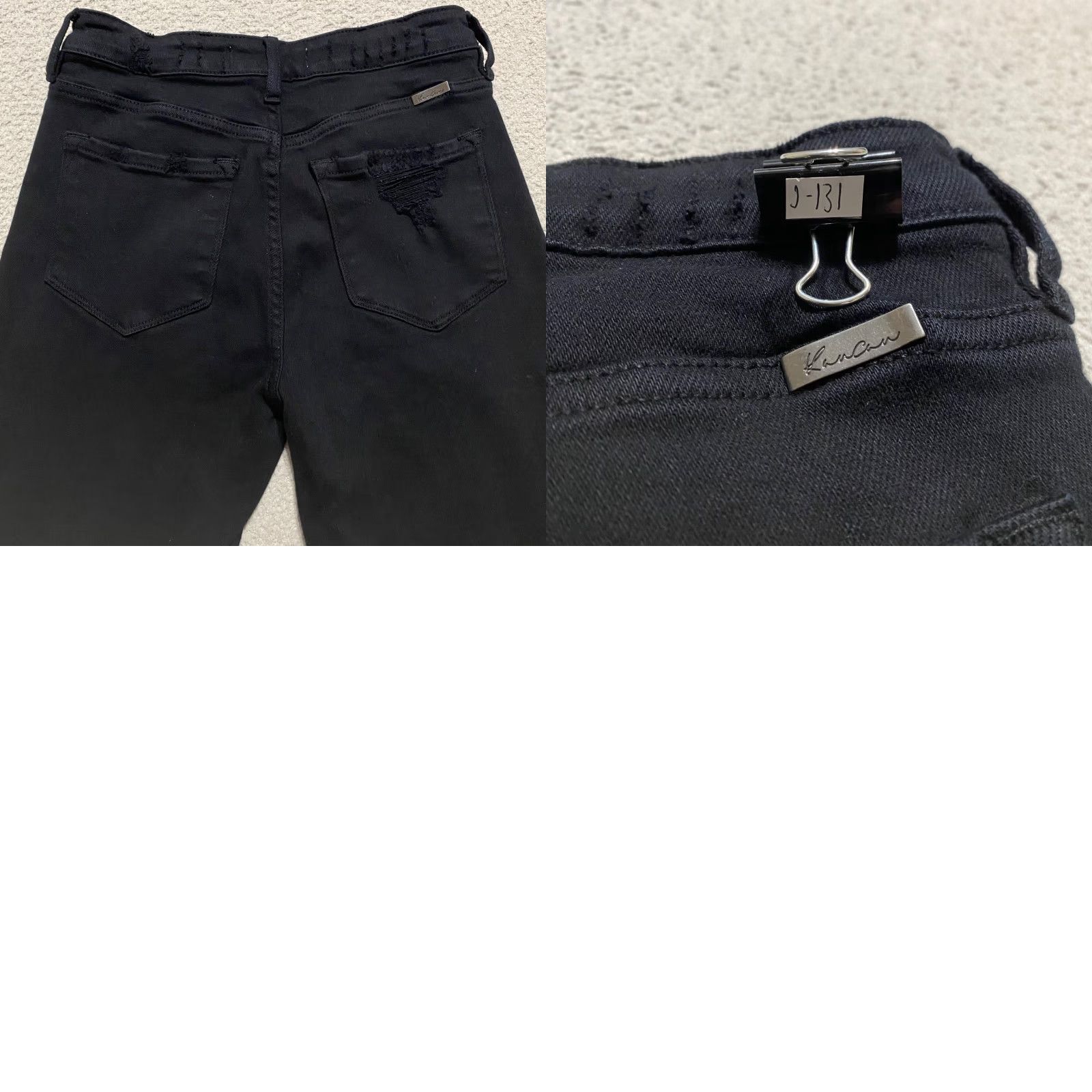 Vintage KanCan Jeans Black Denim Dark Wash Straight High Rise Distressed Womens Size 7 Size 28" / US 6 / IT 42 - 9 Thumbnail