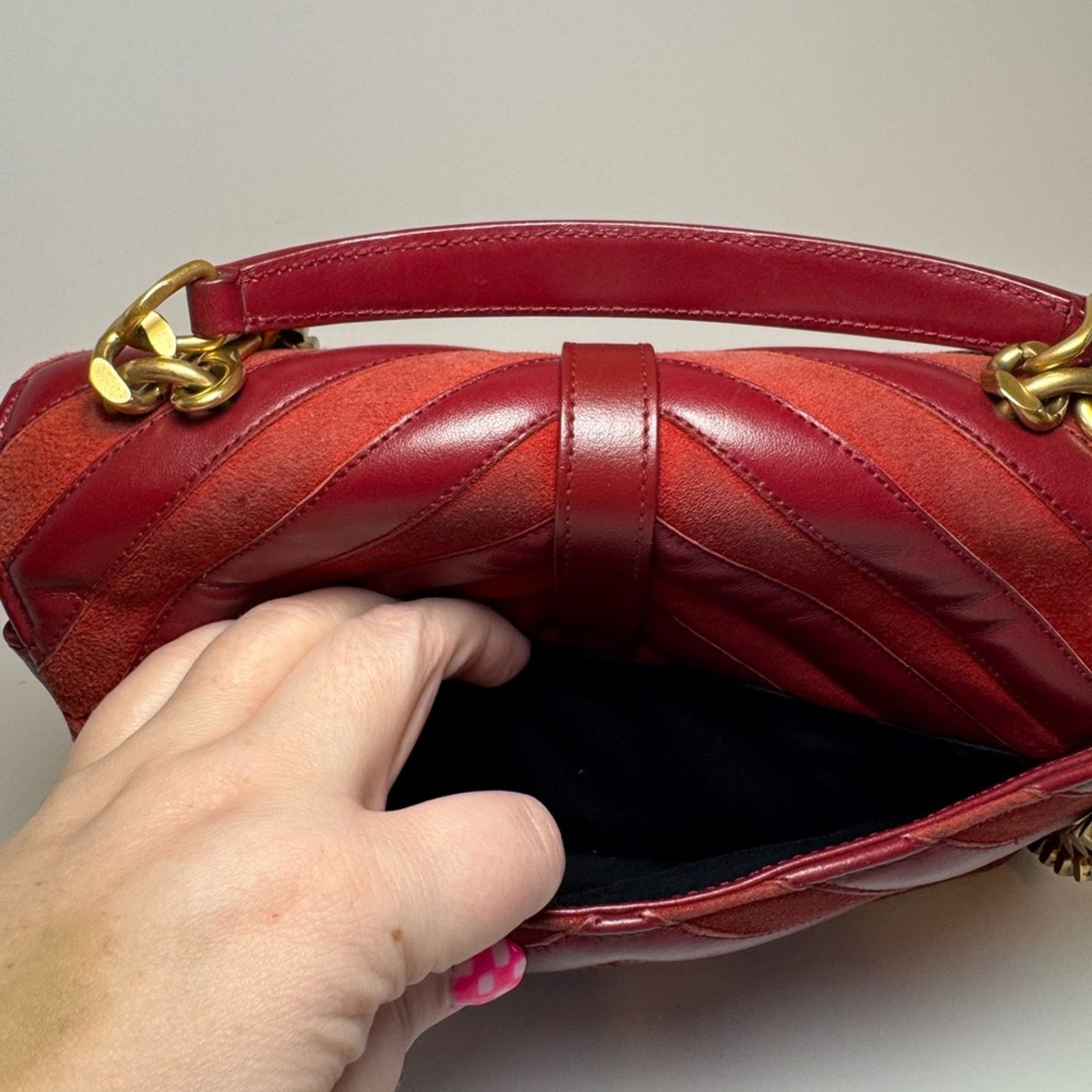 Yves Saint Laurent Saint Laurent YSL Red Suede Leather College Crossbody Bag Size ONE SIZE - 13 Thumbnail