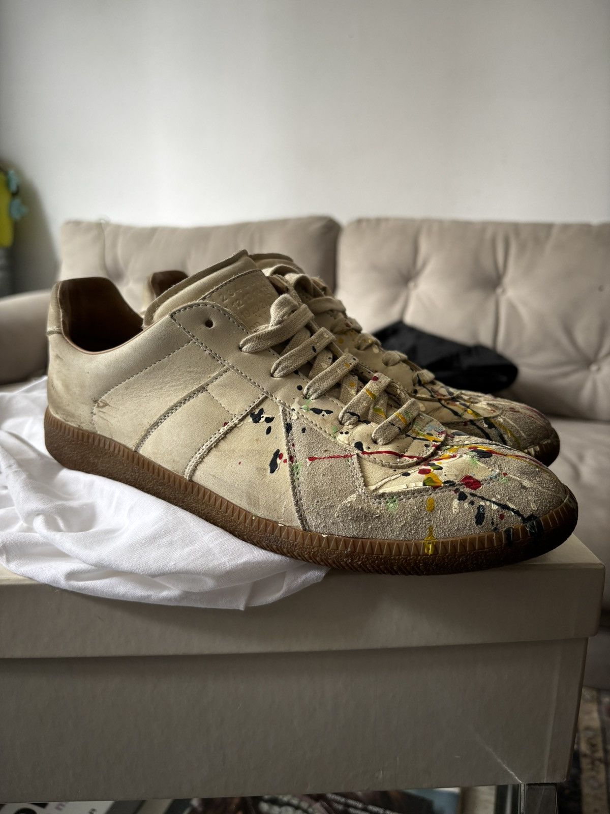 Maison Margiela Maison margiela paint splatter sneakers size 40(8) Size US 8 / EU 41 - 1 Thumbnail