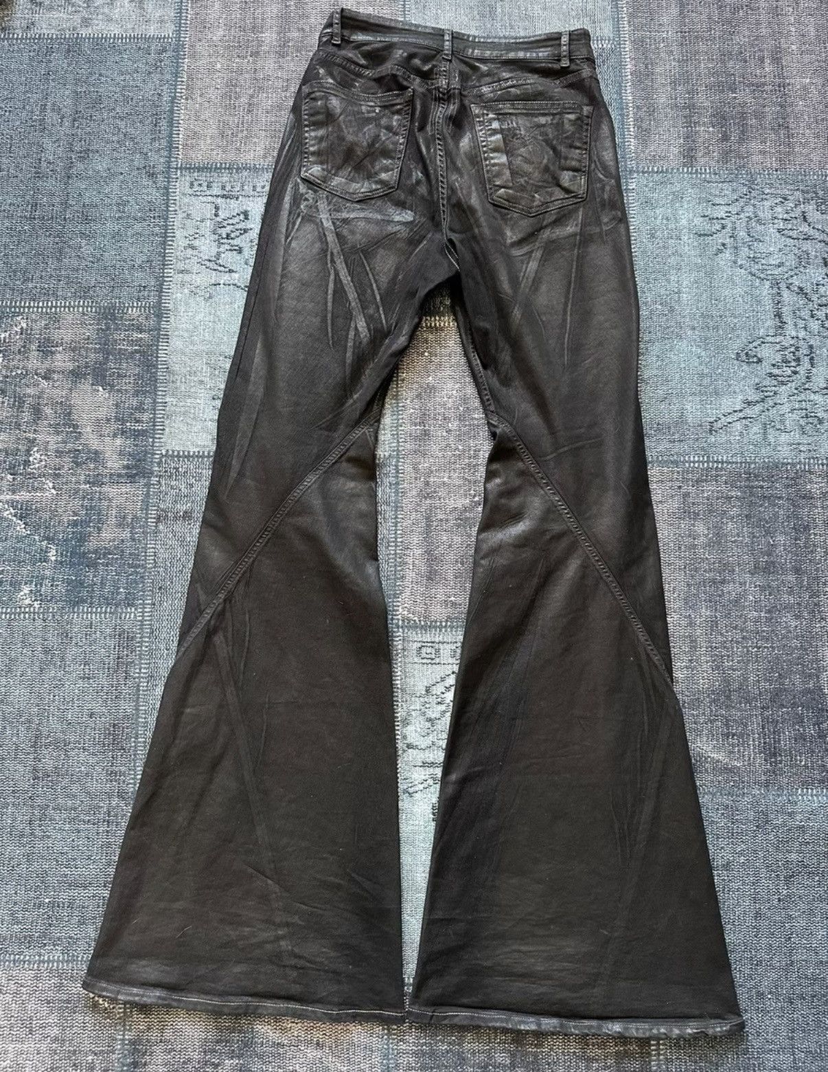 Rick Owens Rick Owens Bootcut black waxed flared jeans Size US 30 / EU 46 - 2 Thumbnail