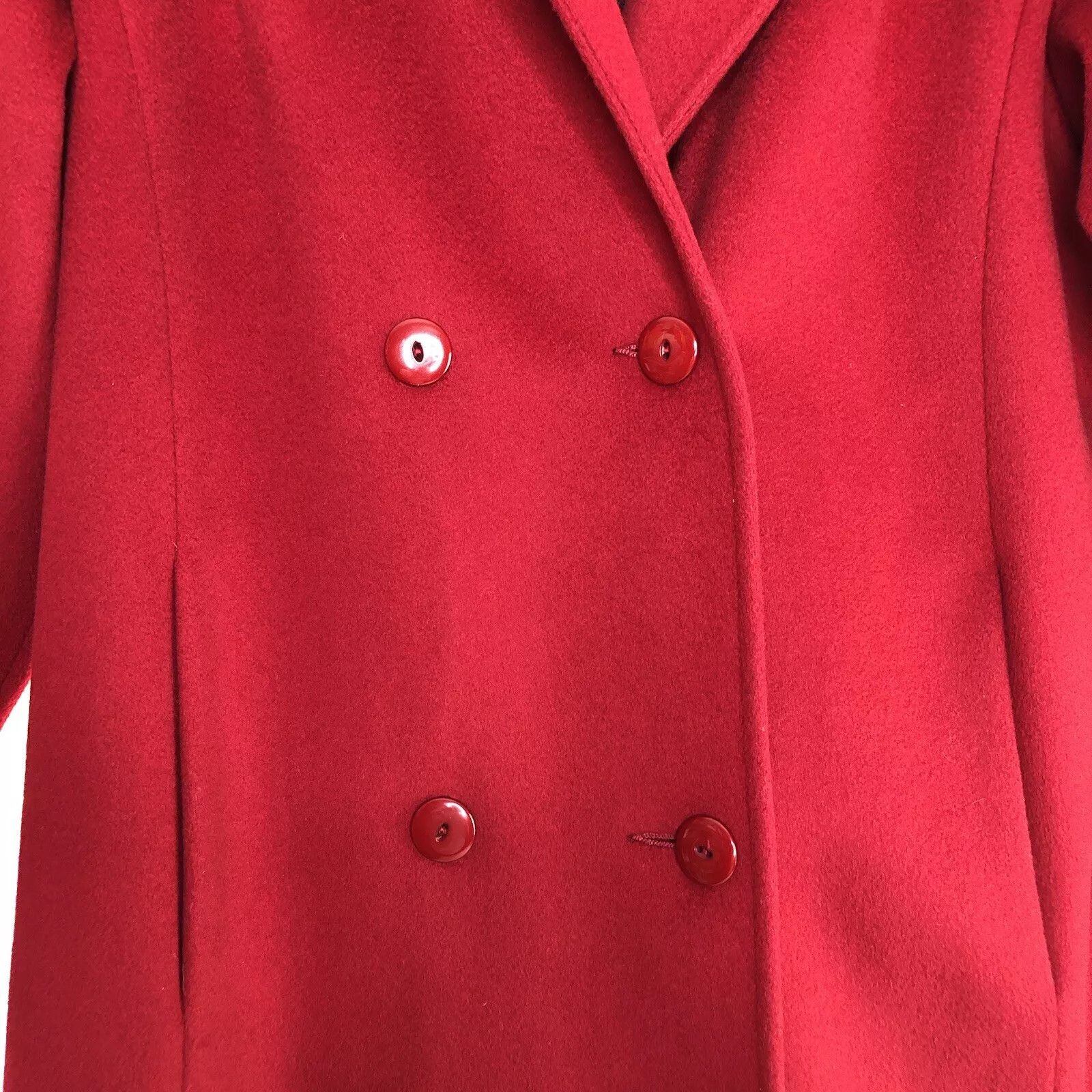 Other Vtg ALORNA Pure Wool Red Pea Coat Petite Double Breasted Size XS / US 0-2 / IT 36-38 - 4 Thumbnail