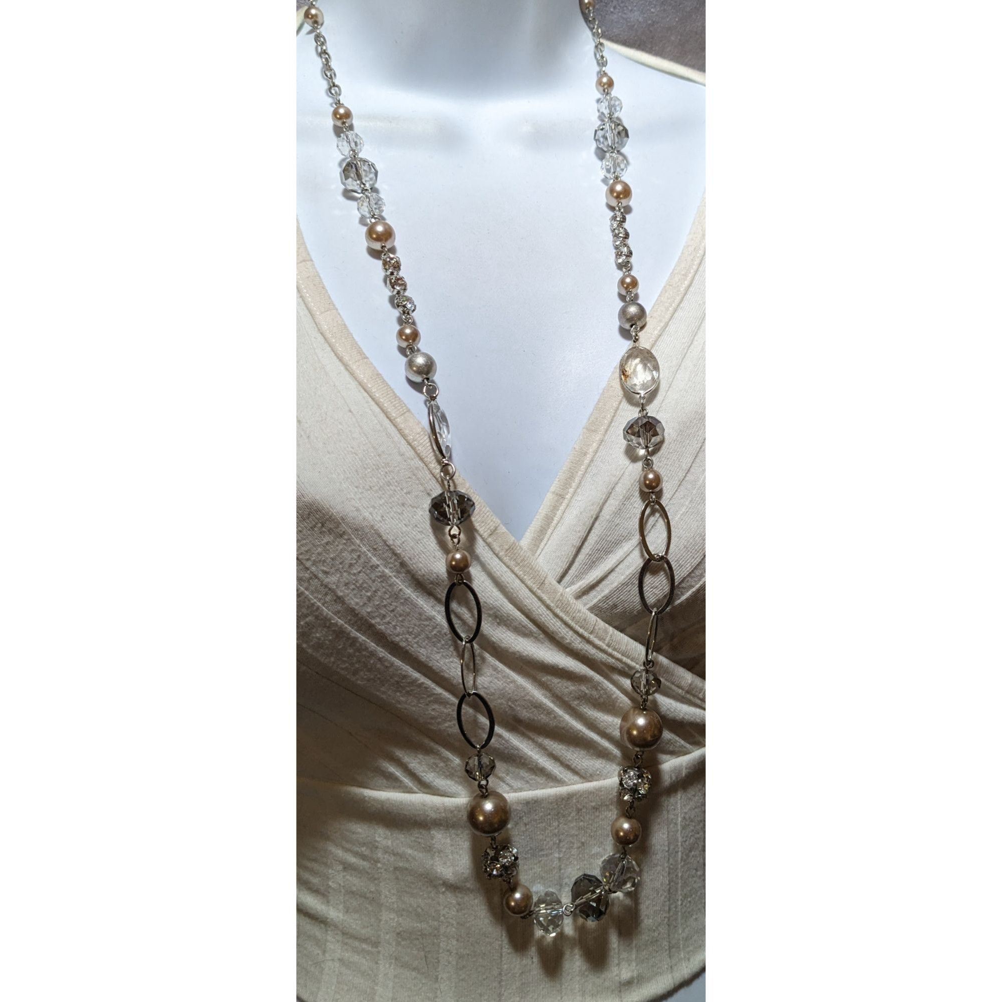 Other Glam Faceted Glass Pearl Beaded Necklace Size ONE SIZE - 6 Thumbnail