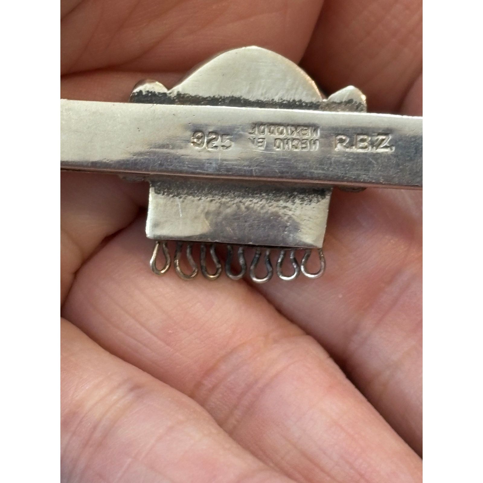 Other Vintage Tie Clip R.B.Z. Mexico Sterling Silver Aztec Mask Size 26 - 10 Thumbnail