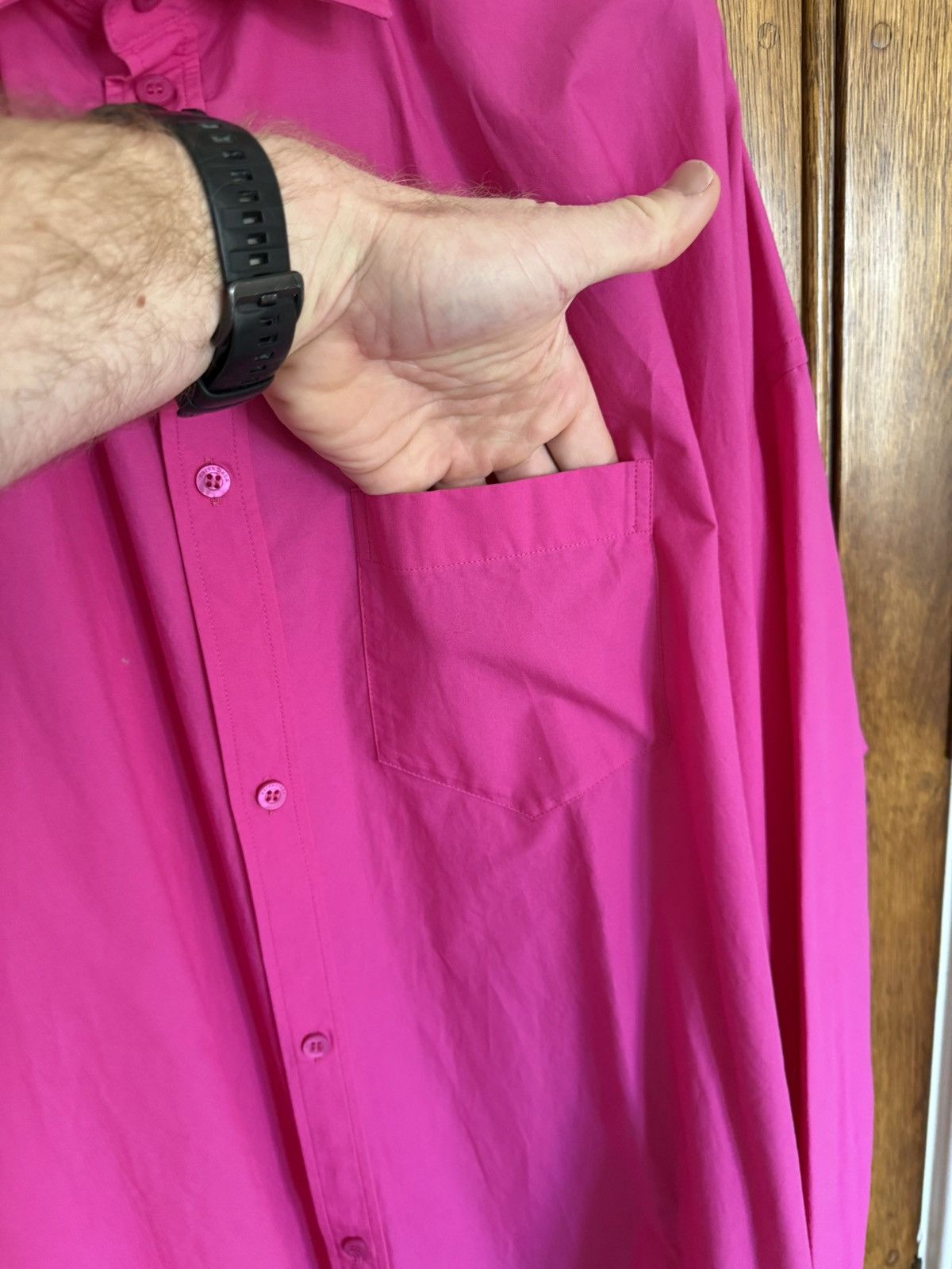 Balenciaga $1.3k FW23 Balenciaga Demna logo pink oversized shirt rare Size US L / EU 52-54 / 3 - 11 Thumbnail