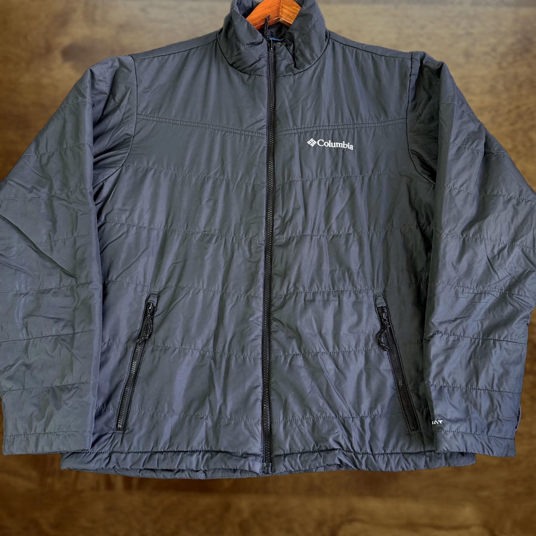 Columbia Jacket Mens Medium Black Puffer Omni-Heat Interchange Full Zip Warm, Men's