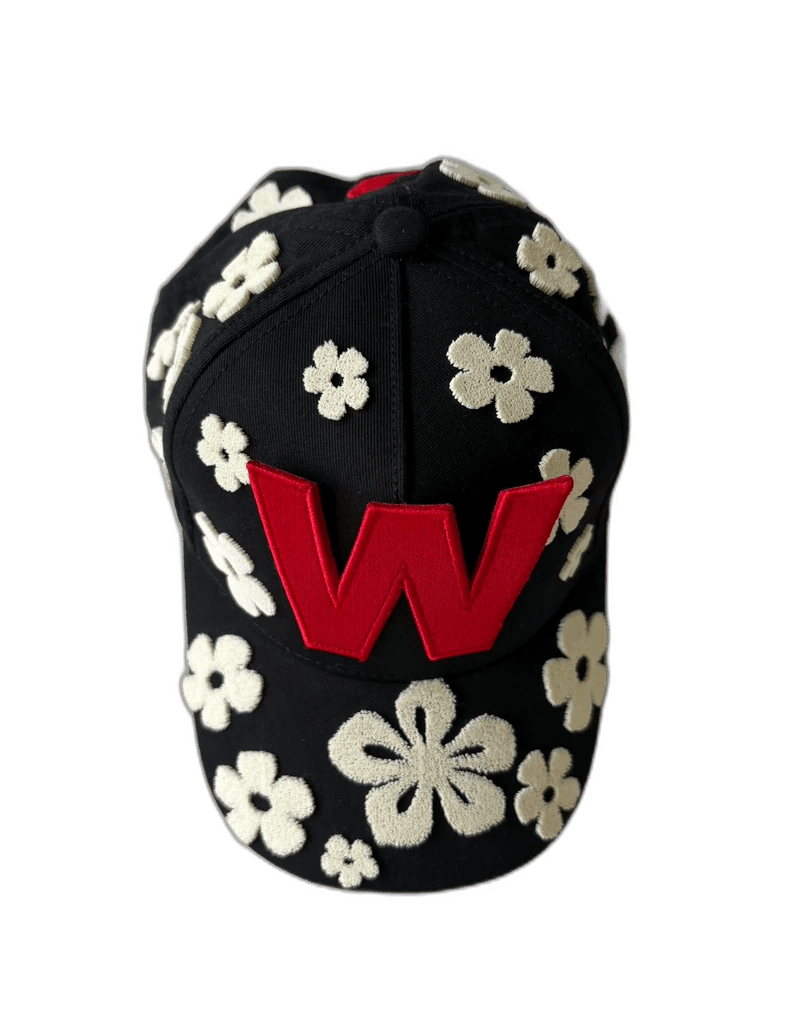 Walter Van Beirendonck Walter Van Beirendonck Floral Embroidered Black Cap Size ONE SIZE - 1 Thumbnail