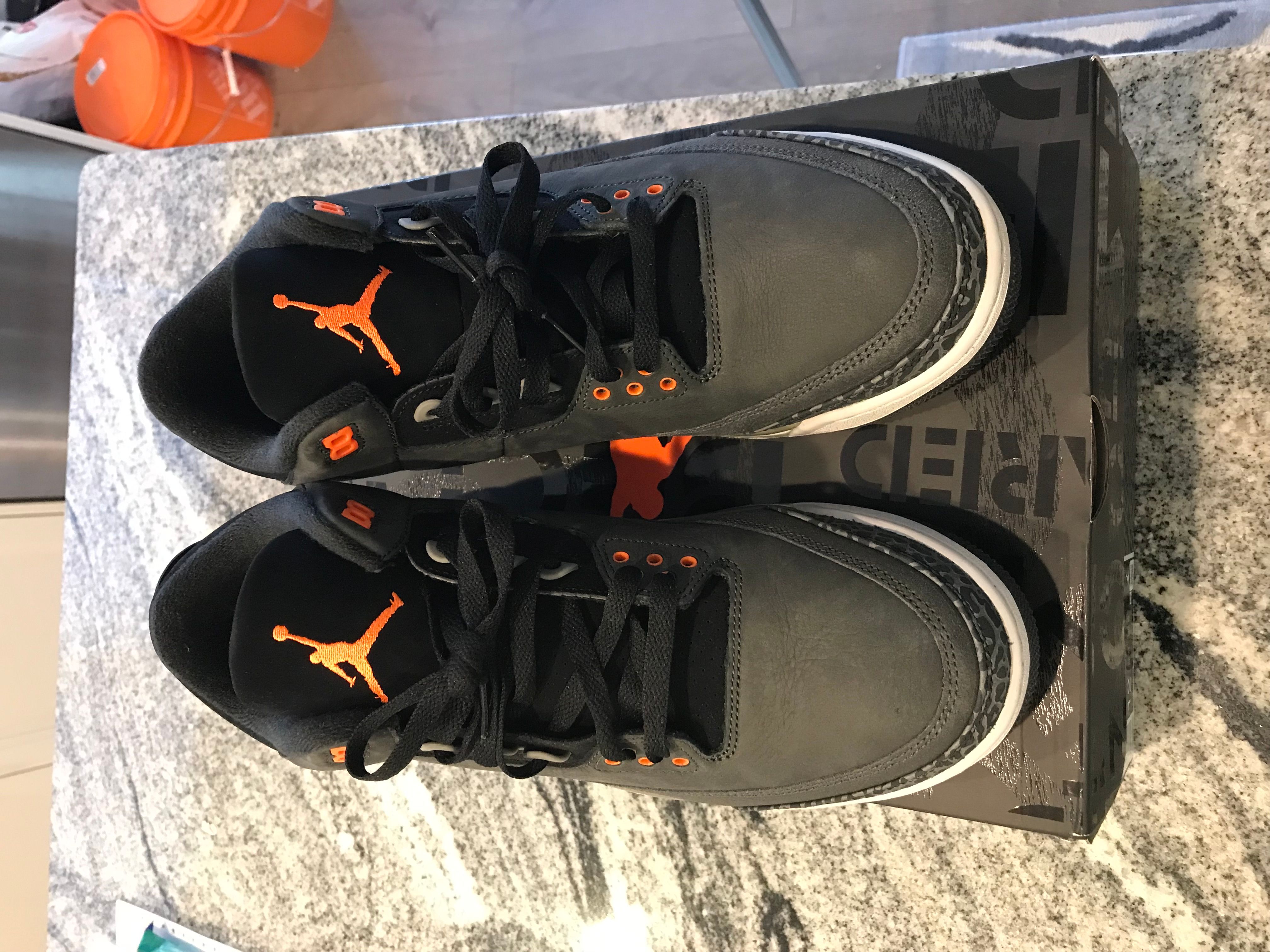 Pre-owned Jordan Brand 3 Retro Fear Pack Shoes In Night Stadium/total Orange/black