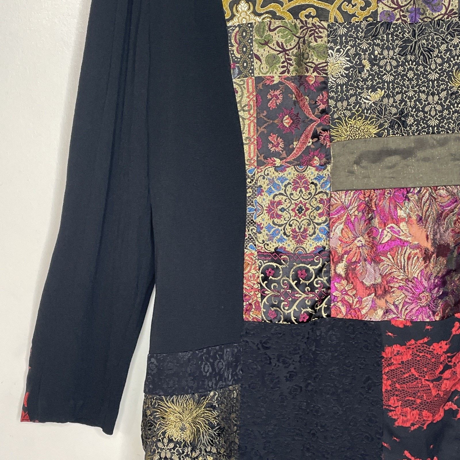 VTG Patchwork Tapestry Boho Jacket Art Wear Festival Blazer