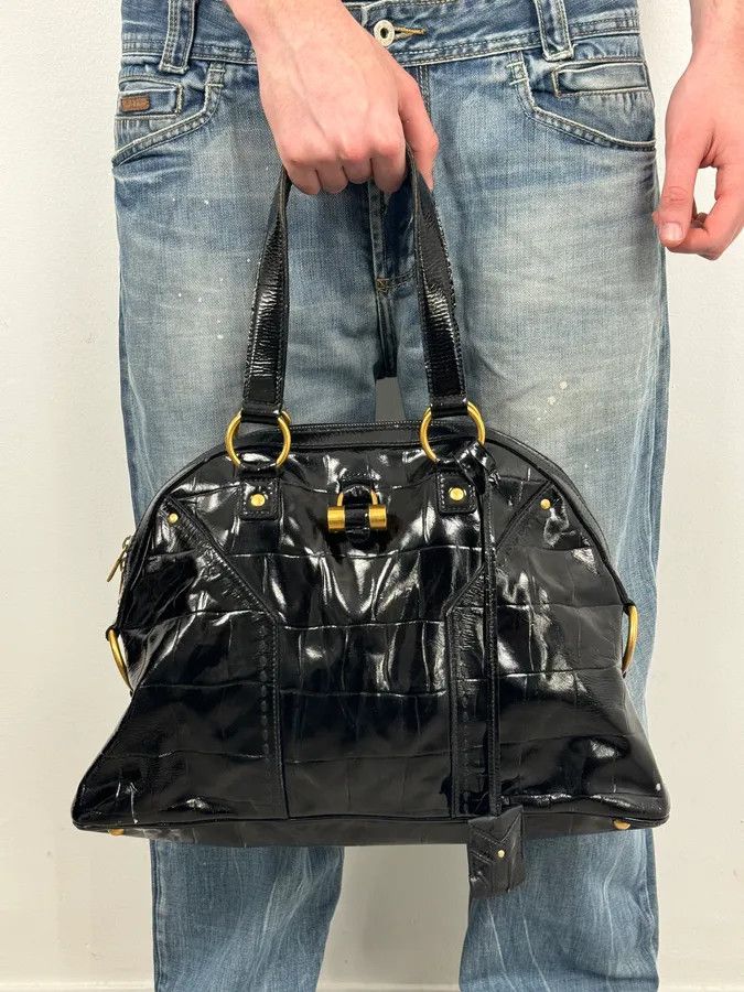 Yves Saint Laurent AW2005 Yves Saint Laurent Black Muse Patent Leather Crocodile Effect Bag Size ONE SIZE - 1 Thumbnail