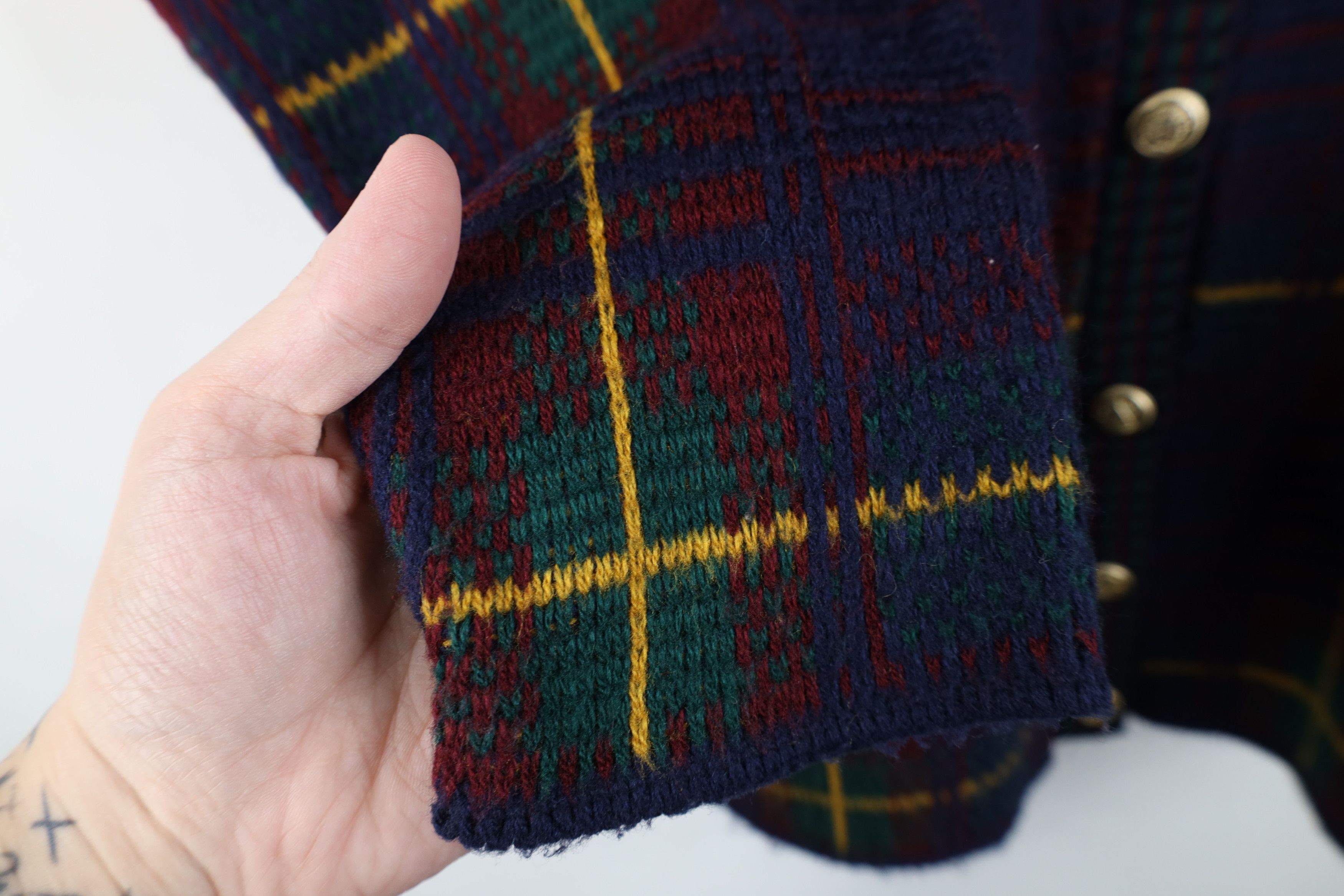 Vintage Vintage 90s Streetwear Plaid Knit Cardigan Sweater USA Size S / US 4 / IT 40 - 5 Thumbnail