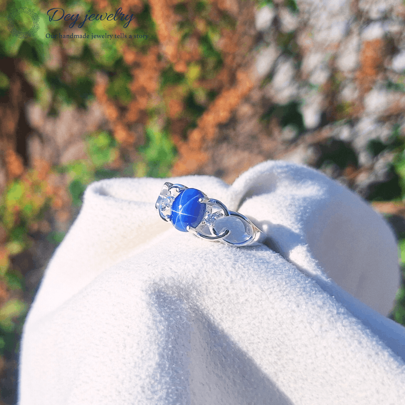 Other Star Blue Sapphire Ring 925 Sterling Silver For Anniversary Size ONE SIZE - 4 Thumbnail