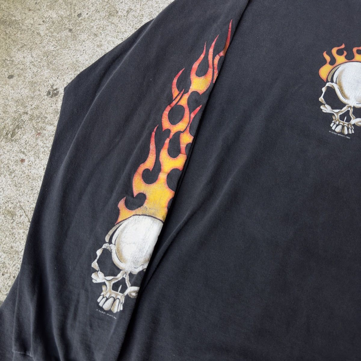 Vintage Skull Biker Flame Longsleeve Thrashed Faded ERD Grunge Biker Size US XL / EU 56 / 4 - 11 Thumbnail