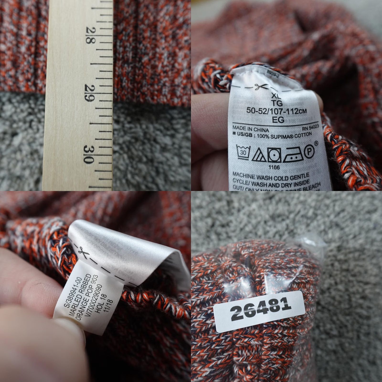 Banana Republic Banana Republic Sweater Mens XL Orange Speckled Heavy Rib Knit Crewneck Pullover Size US XL / EU 56 / 4 - 8 Thumbnail
