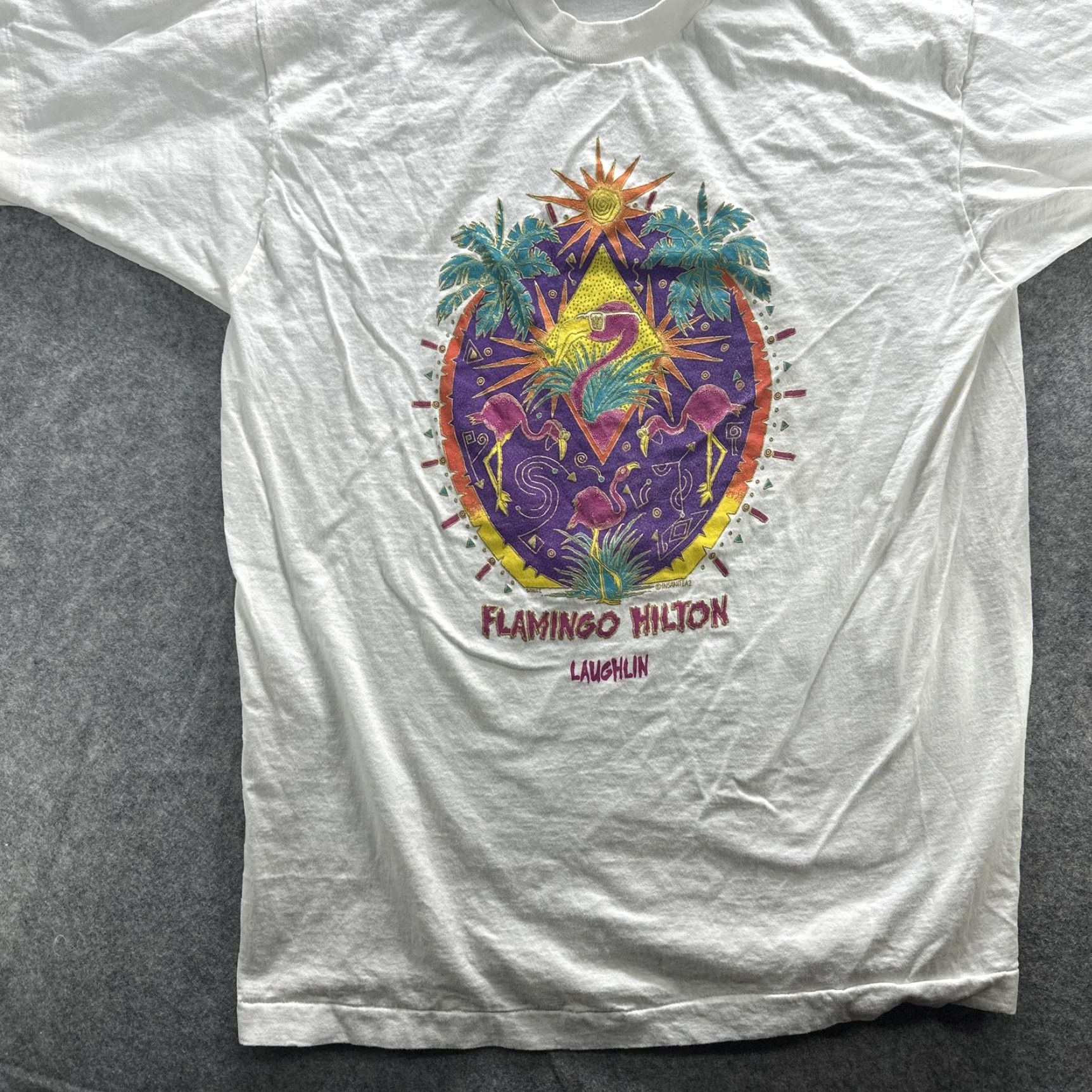 Fruit Of The Loom VINTAGE Flamingo Hilton Shirt Mens XL White Graphic 90s Souvenir Laughlin Casino Size US XL / EU 56 / 4 - 4 Thumbnail
