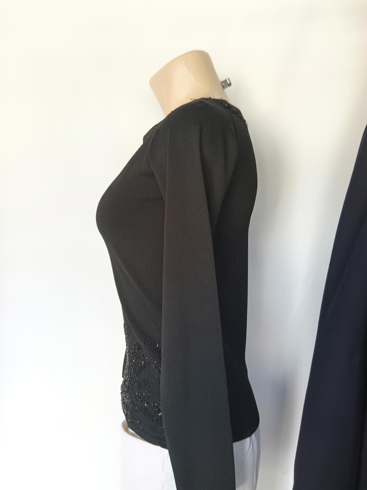 Designer Michelle Nicole Black Long Sleeve Top with Beaded Detailing Size M / US 6-8 / IT 42-44 - 2 Thumbnail