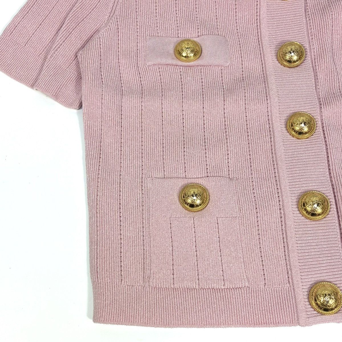 Balmain Balmain Knitted Four Pocket Short Sleeve Cardigan FR 40 Pink Size M / US 6-8 / IT 42-44 - 11 Thumbnail