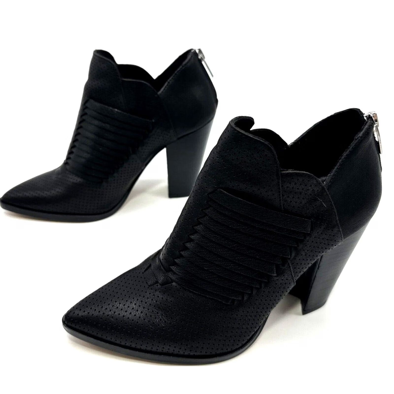 Vince Camuto Vince Camuto Levana Booties Back Zip Leather M Womens Size 7 Heeled Block Ankle Black Geometric Vintage: No Size US 7 / IT 37 - 2 Thumbnail