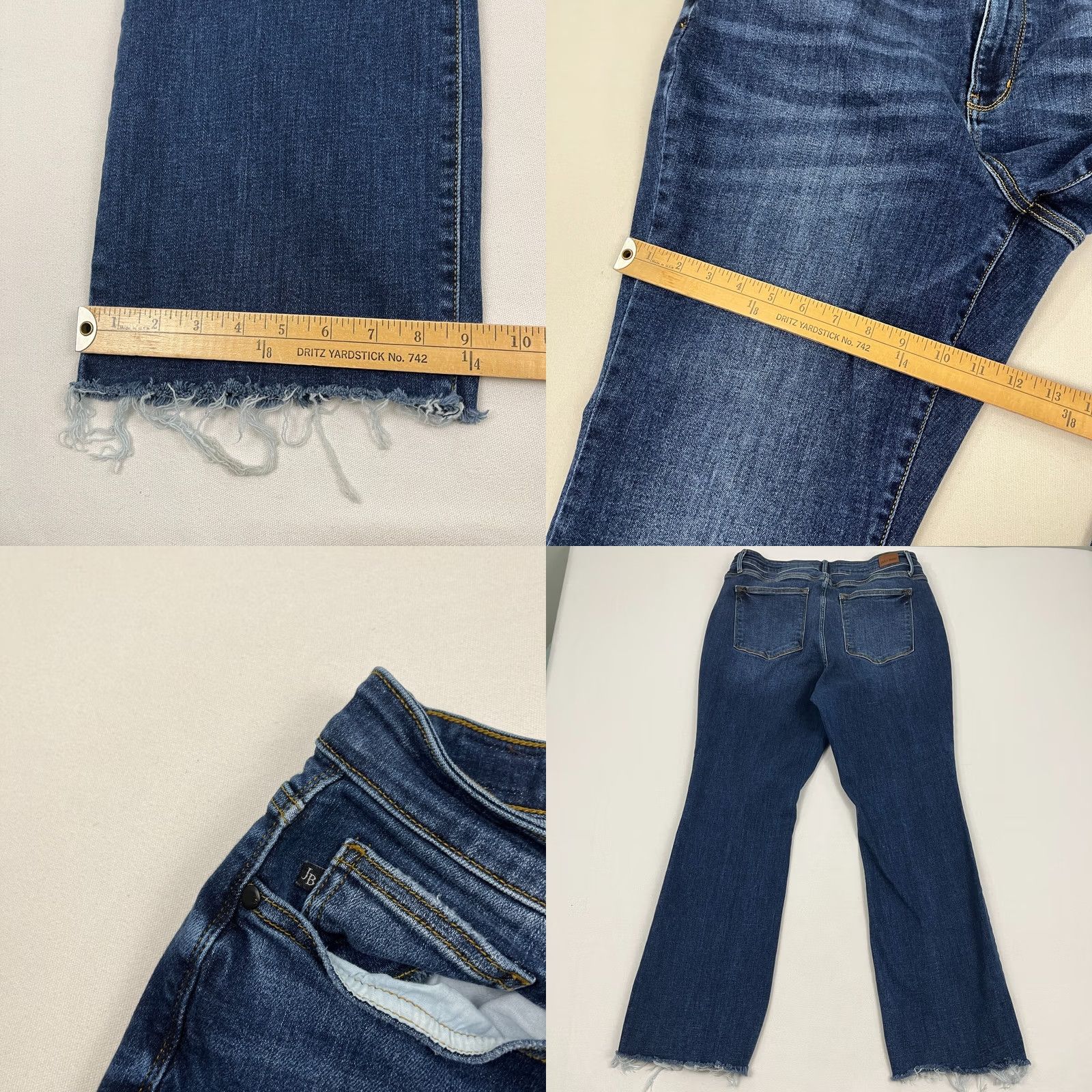 Denime Judy Blue Jeans Size 16W Boot Cut Blue Denim Stretch Frayed Hem Casual Jeans Women 16W Blue Denim Judy Blue Womens Jeans Size 38" / US 16 / IT 52 - 8 Thumbnail