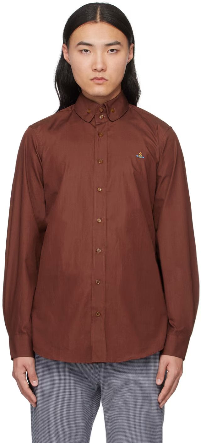 Vivienne Westwood o1f1d3z0525 Poplin Shirt in Brown Size US S / EU 44-46 / 1 - 1 Thumbnail