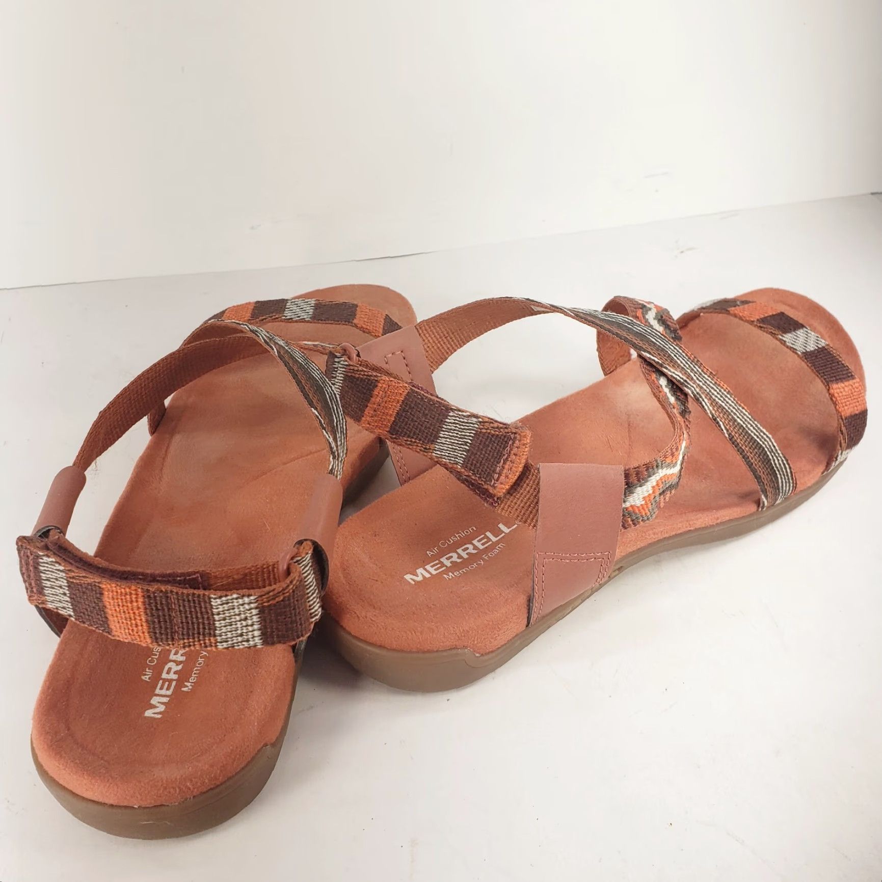 Merrell Merrell Womens Sandals Orange Strappy Comfort Arch Support Muri Redwood District Geometric Outdoor Fabric Slip-on Adjustable Hook & Eye Adults Womens Size US 9 / IT 39 - 5 Thumbnail